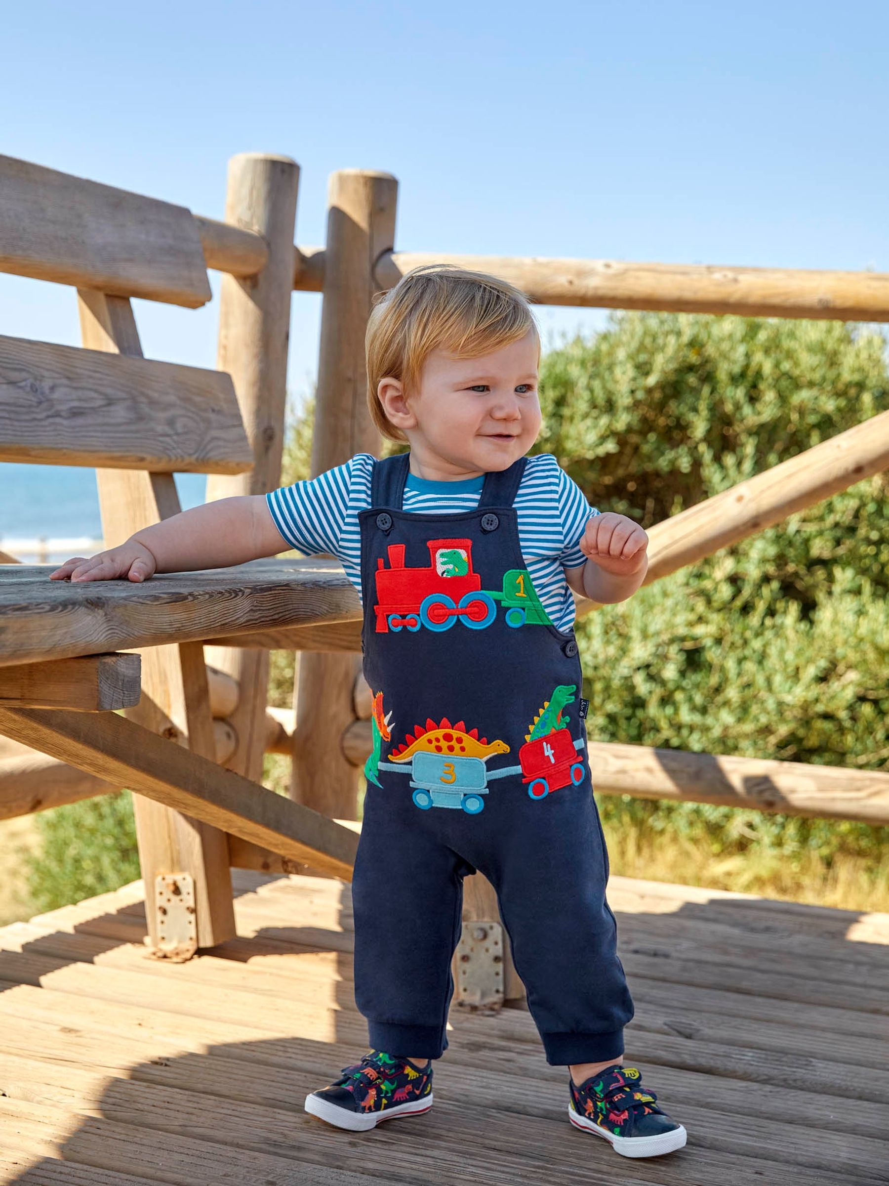 Navy 2-Piece Dino Train Appliqué Dungarees & Top Set - Image 5 of 5