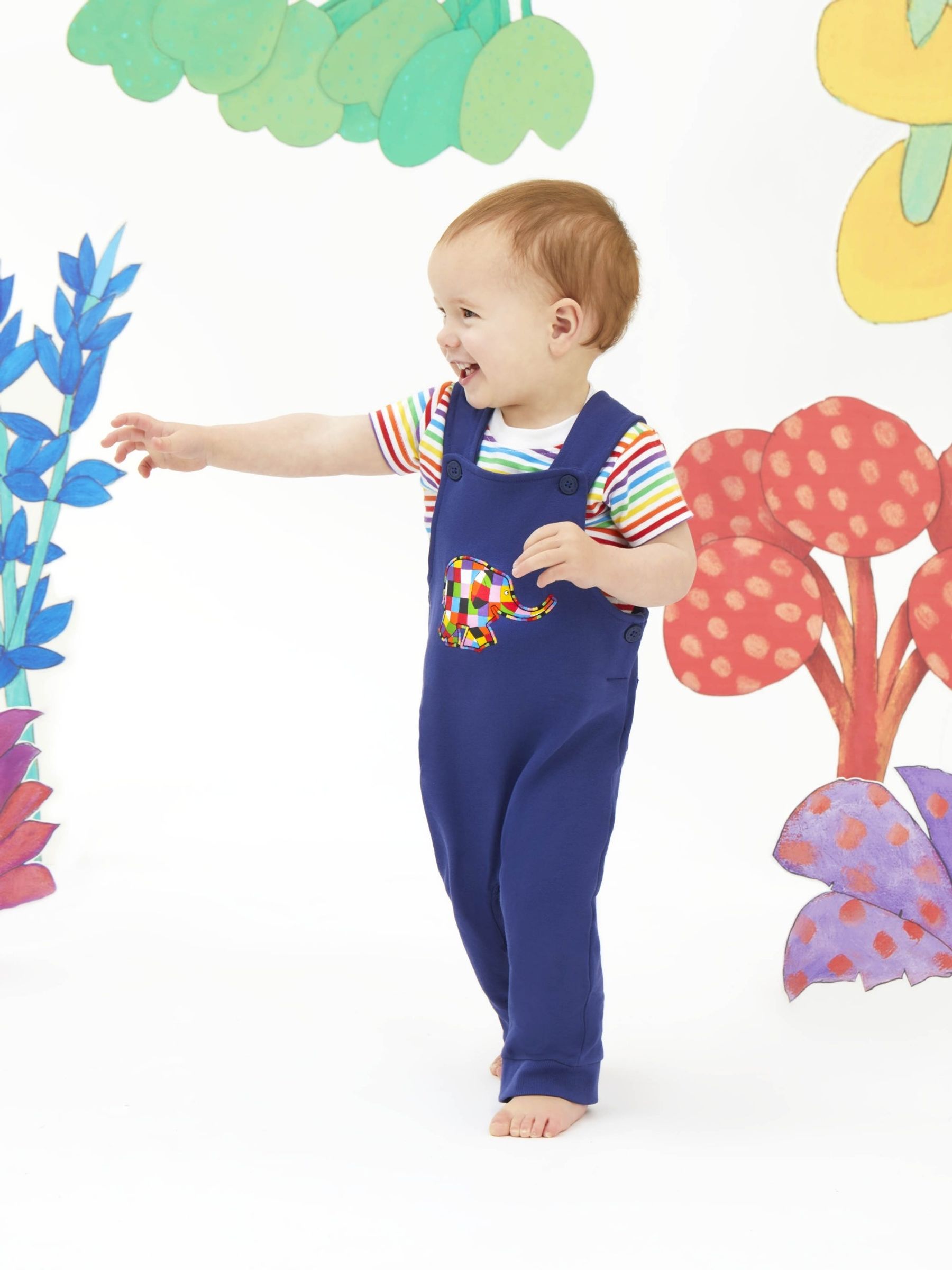 Navy 2-Piece Elmer Appliqué Dungarees & T-Shirt and Short Set - Image 3 of 5
