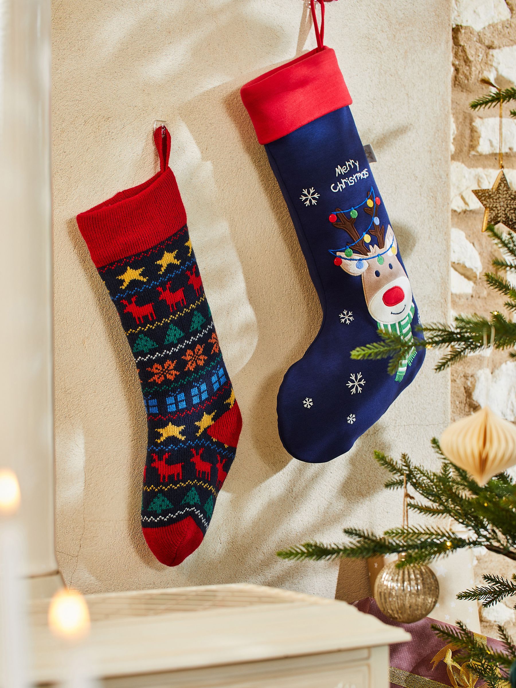 Navy Appliqué Reindeer Stocking - Image 3 of 3