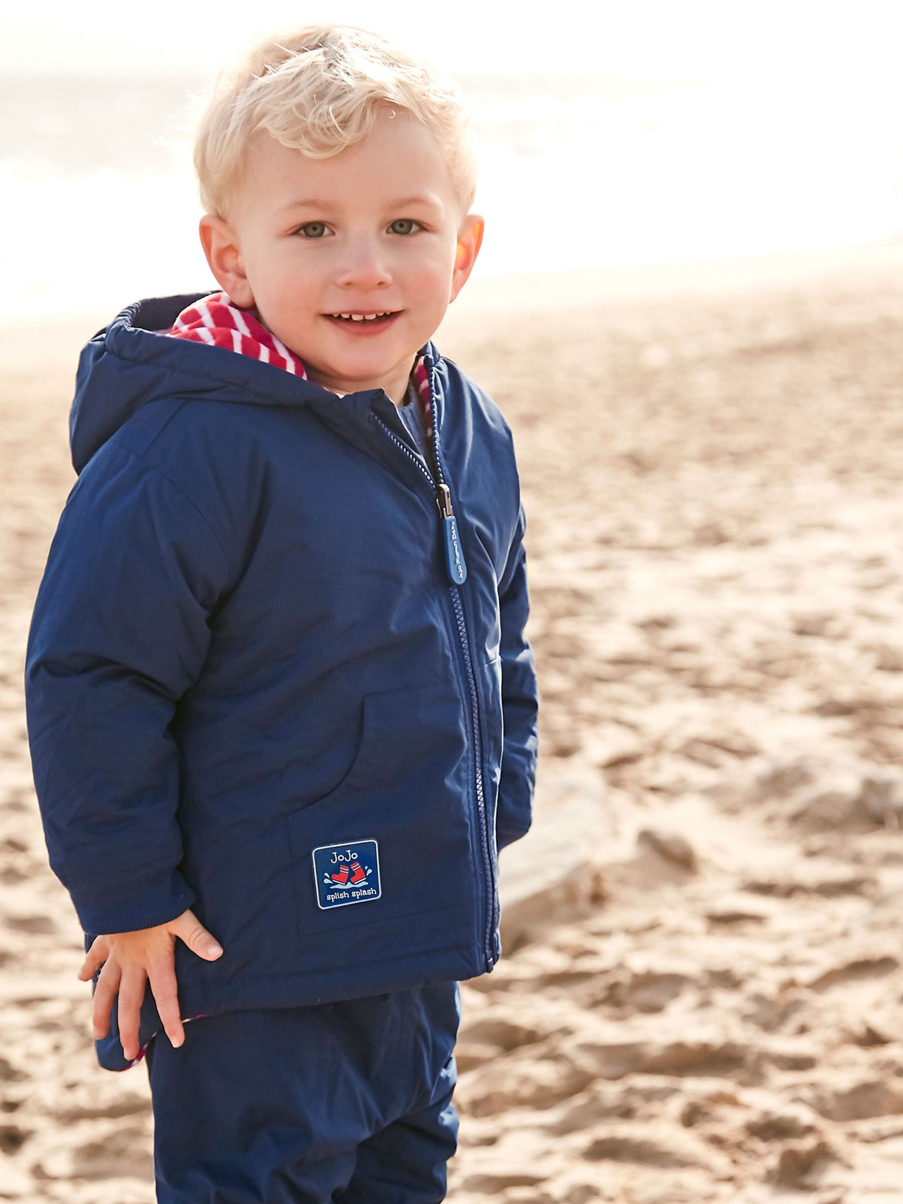 Navy Reversible Waterproof Fleece Lined Rain Jacket - Image 1 of 5