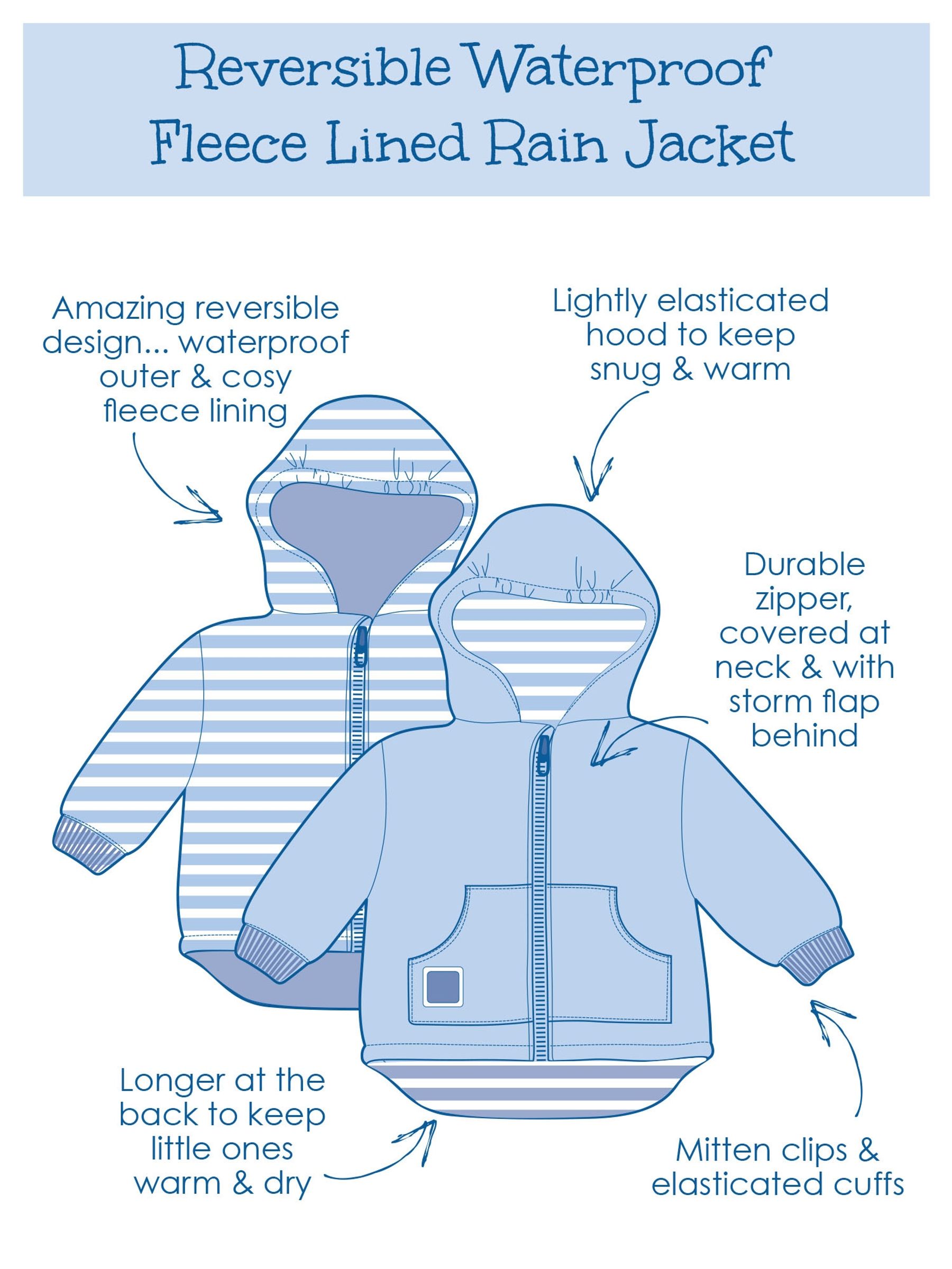 Navy Reversible Waterproof Fleece Lined Rain Jacket - Image 4 of 5