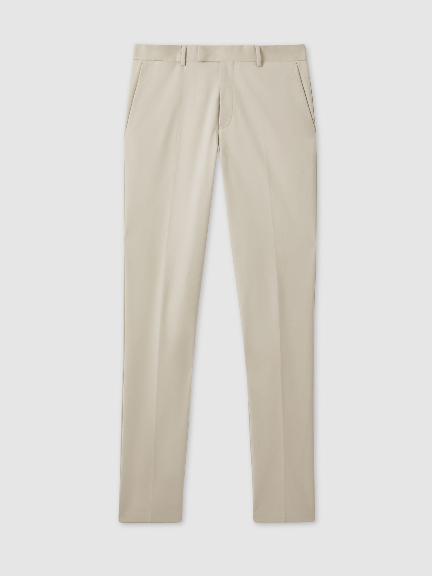 Slim Fit Cotton Blend Chinos in Stone - image 1