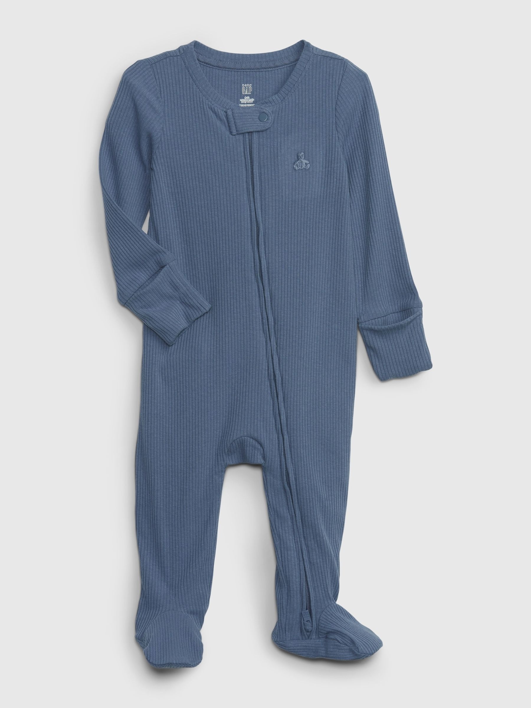 Blue First Favourites Ribbed Footed Sleepsuit (Newborn-9mths) - Image 1 of 3