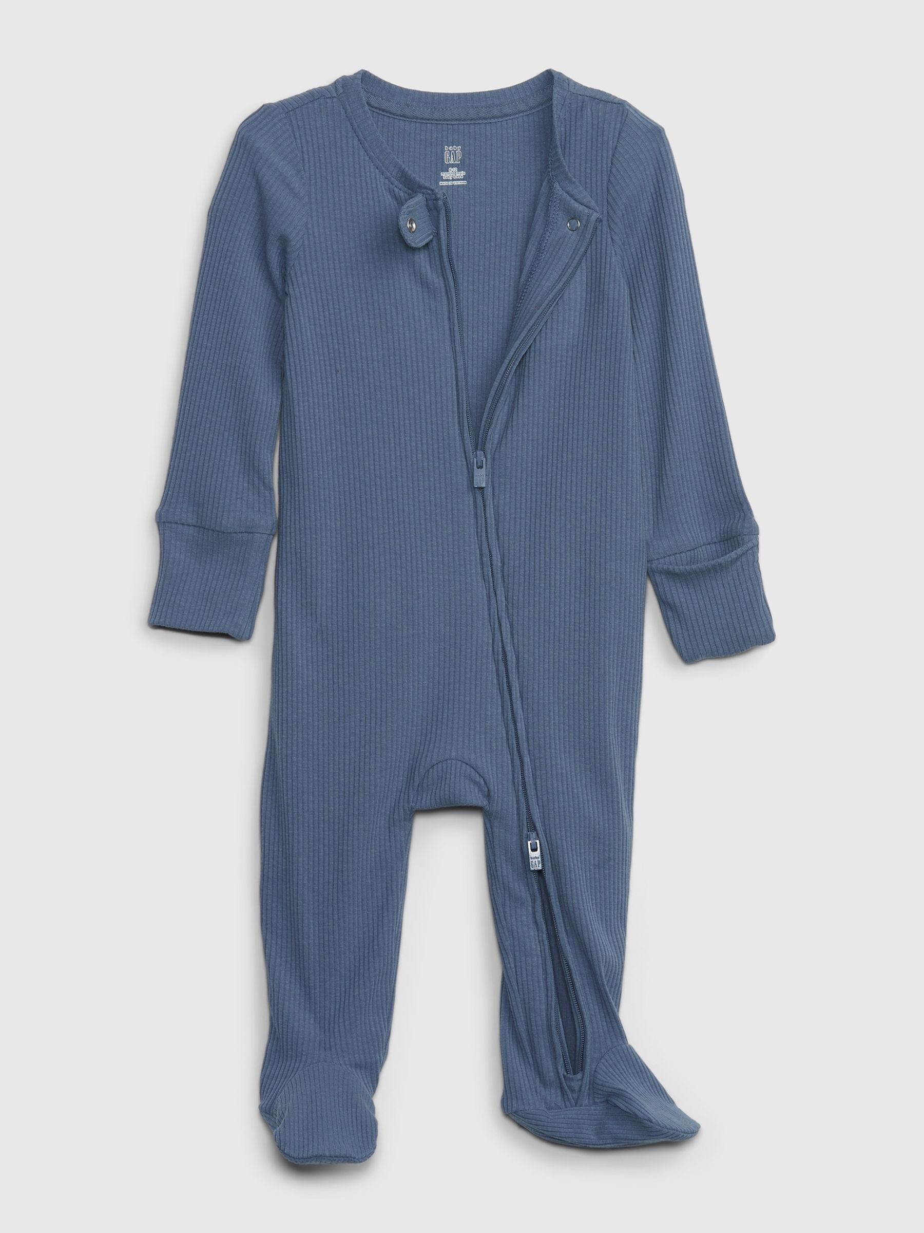 Blue First Favourites Ribbed Footed Sleepsuit (Newborn-9mths) - Image 3 of 3