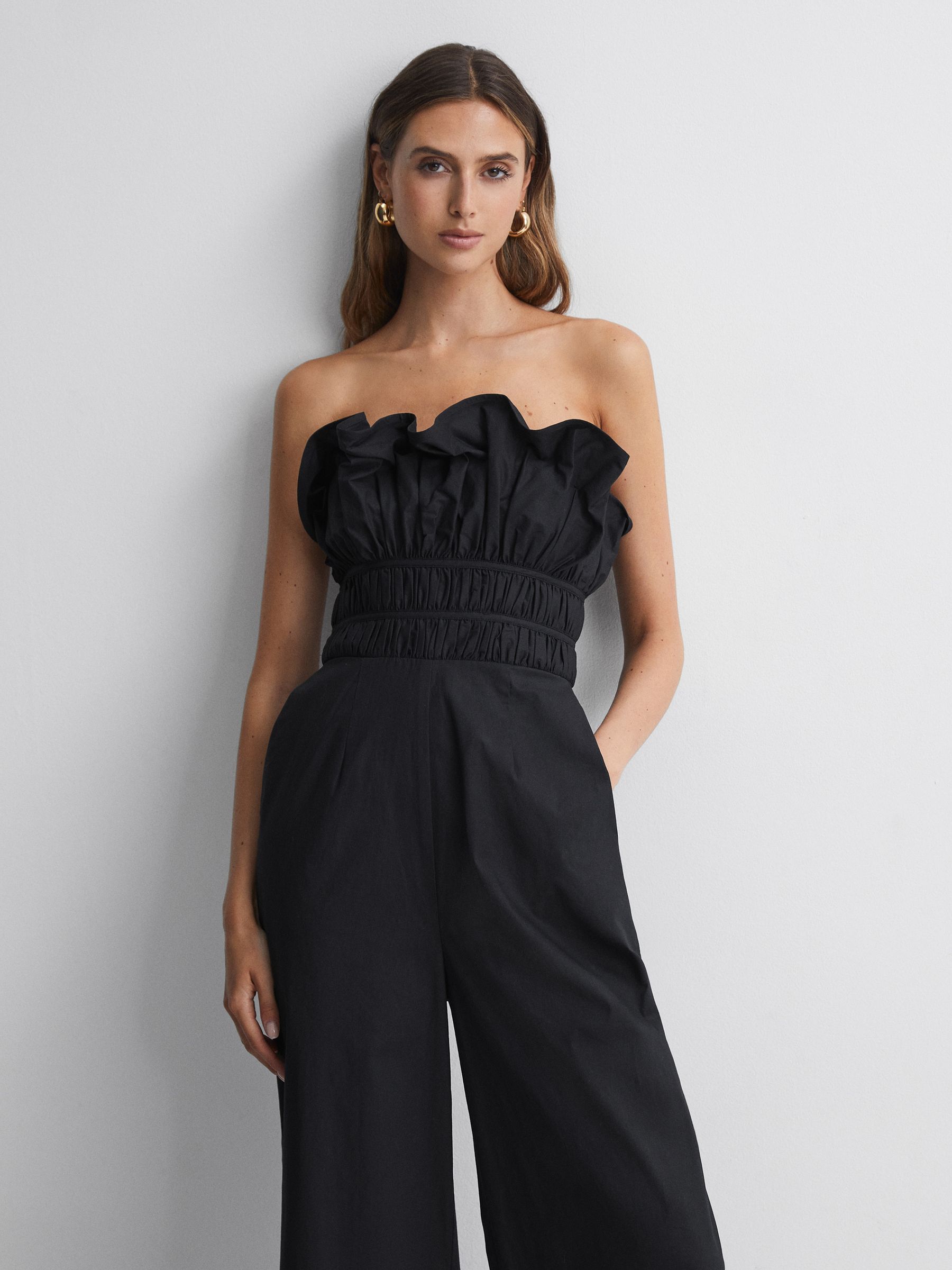 Amur Wide Leg Strapless Jumpsuit in Black - Image 3 of 7