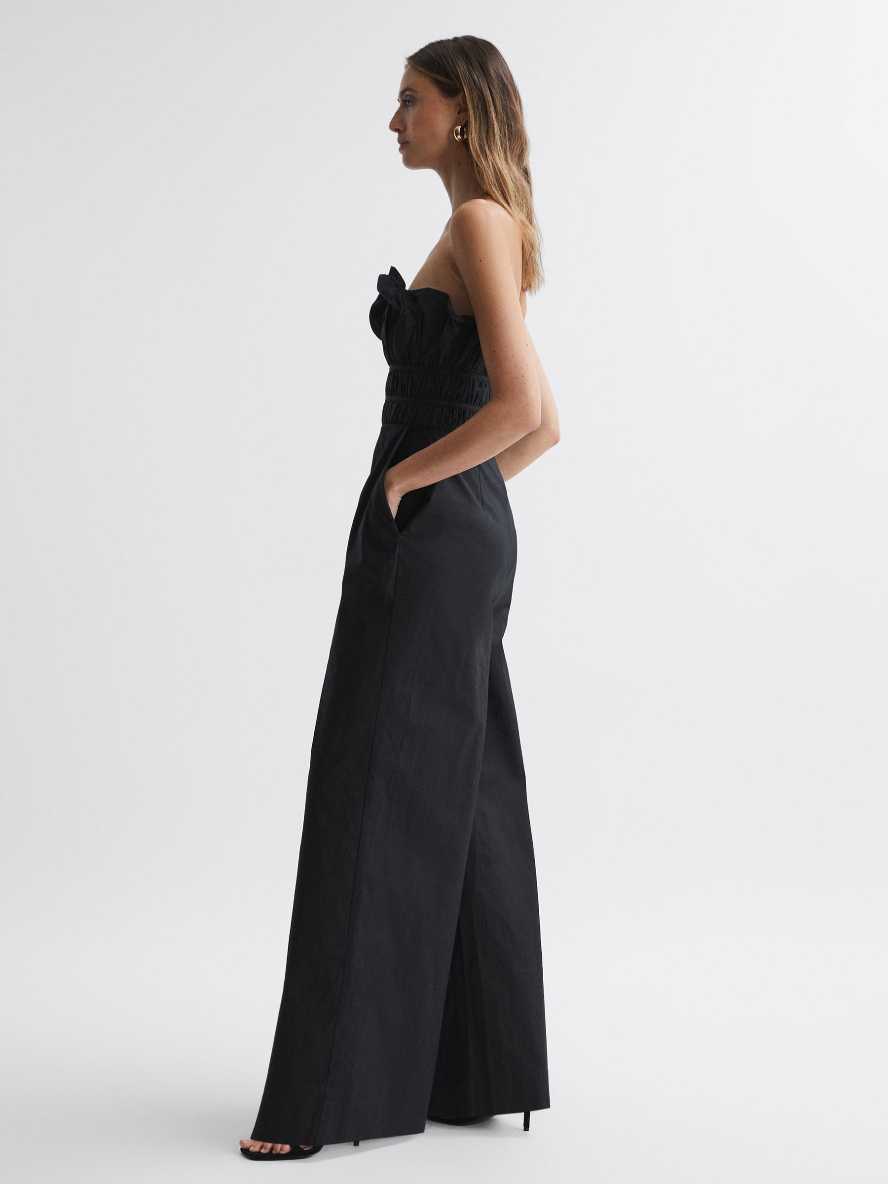 Amur Wide Leg Strapless Jumpsuit in Black - Image 4 of 7