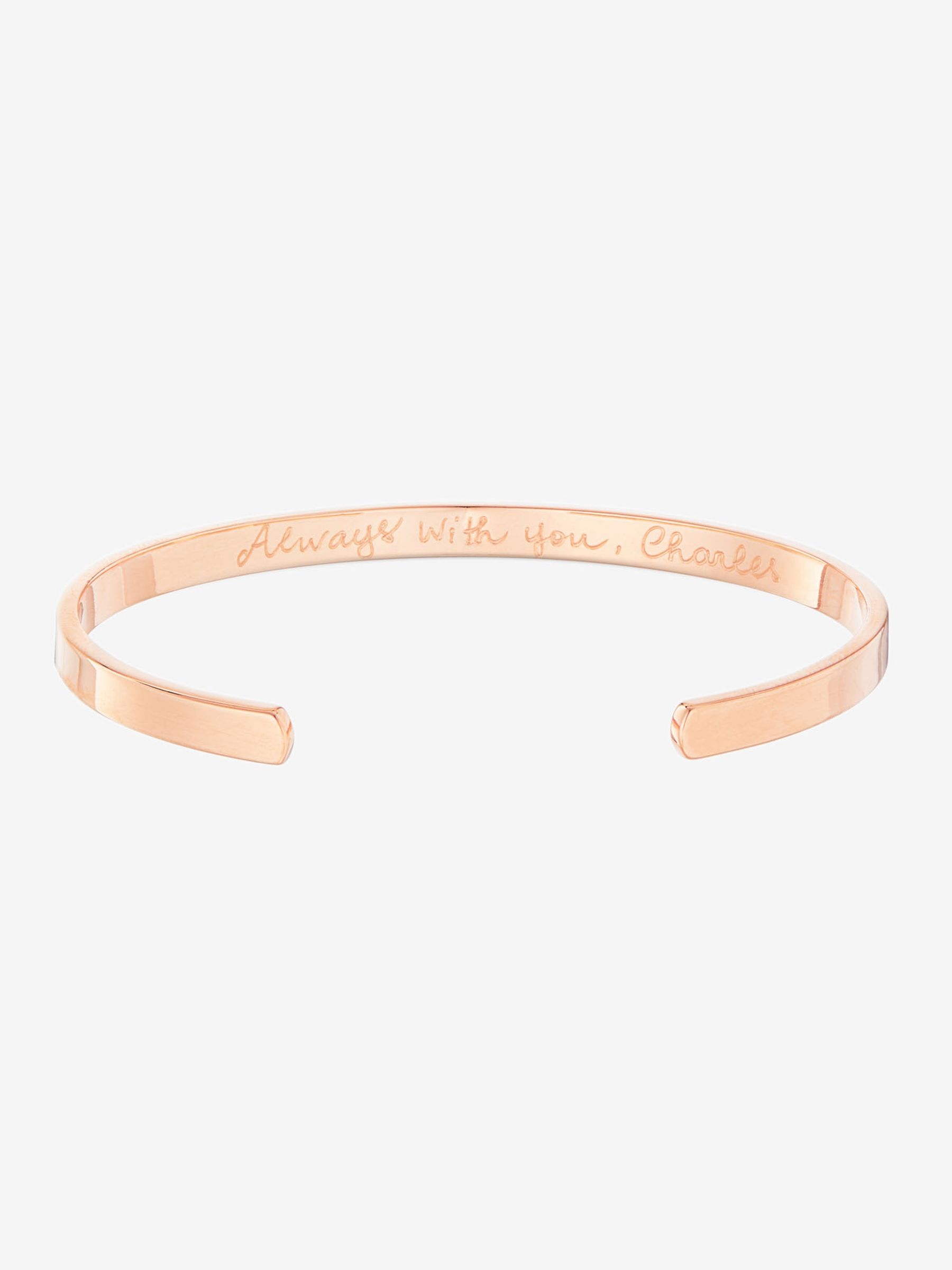 18k Rose Gold Plated Merci Maman Personalised Open Bangle - Image 1 of 1