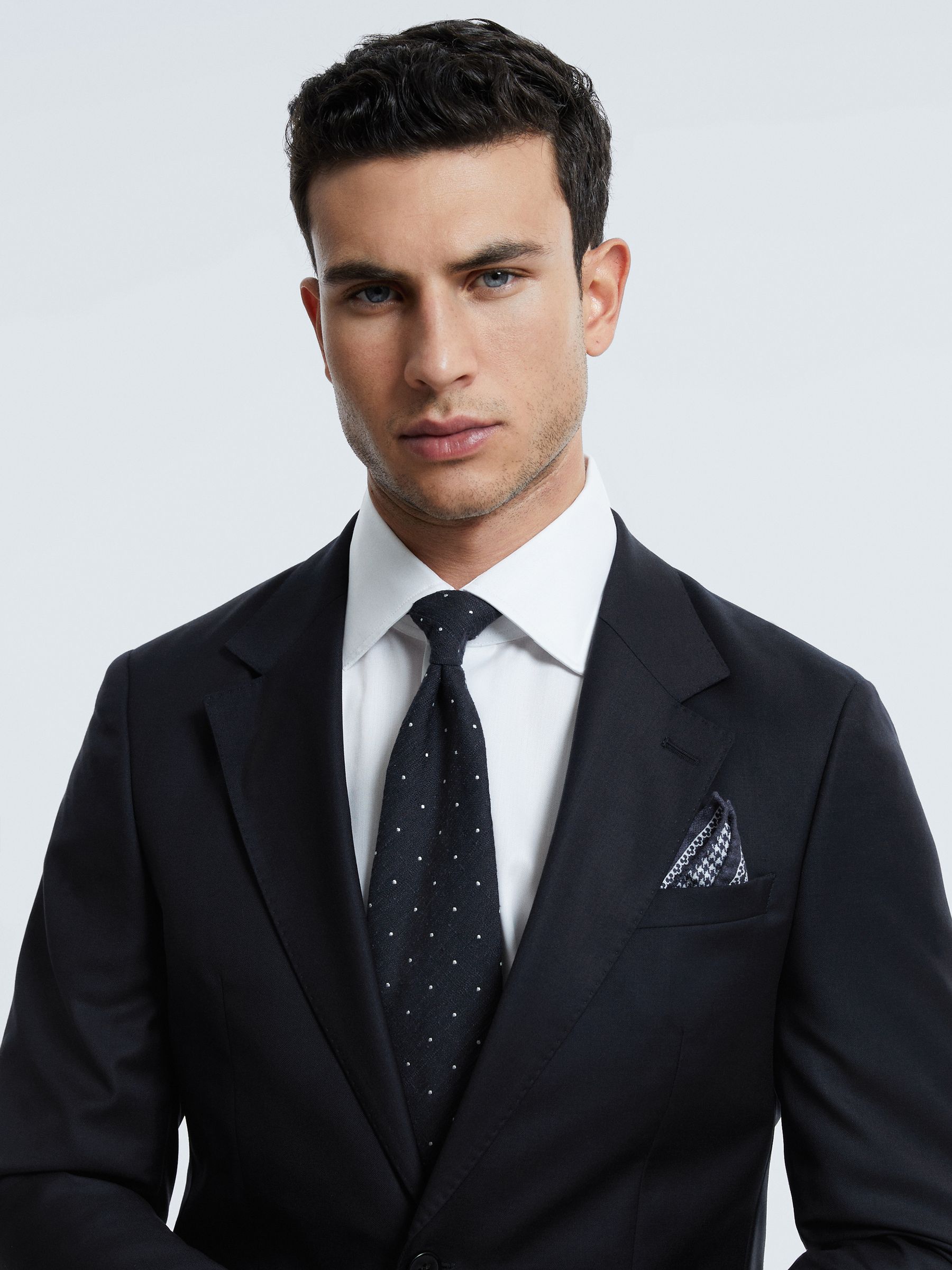 Atelier Wool Cashmere Slim Fit Single Breasted Blazer in Midnight Navy - Image 1 of 8