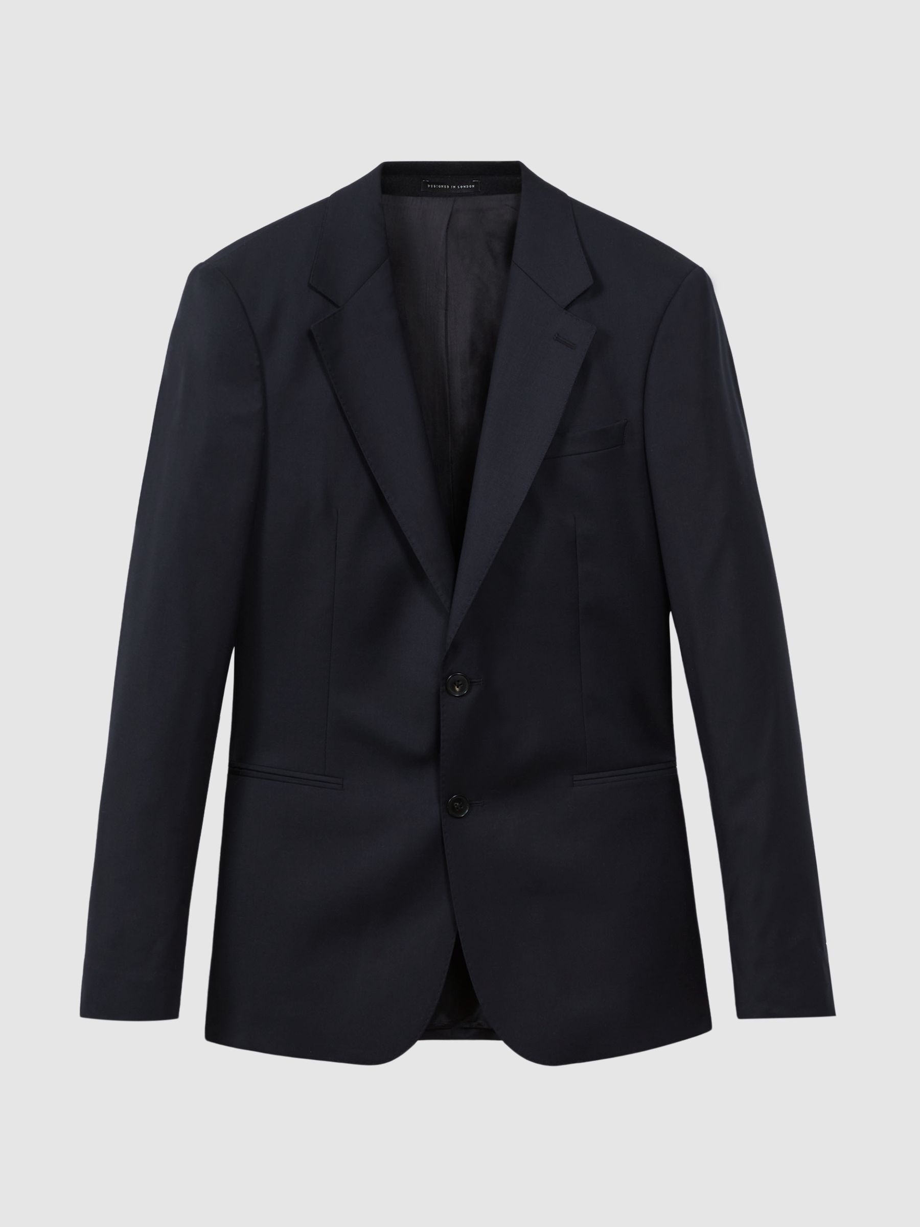 Atelier Wool Cashmere Slim Fit Single Breasted Blazer in Midnight Navy - Image 2 of 8