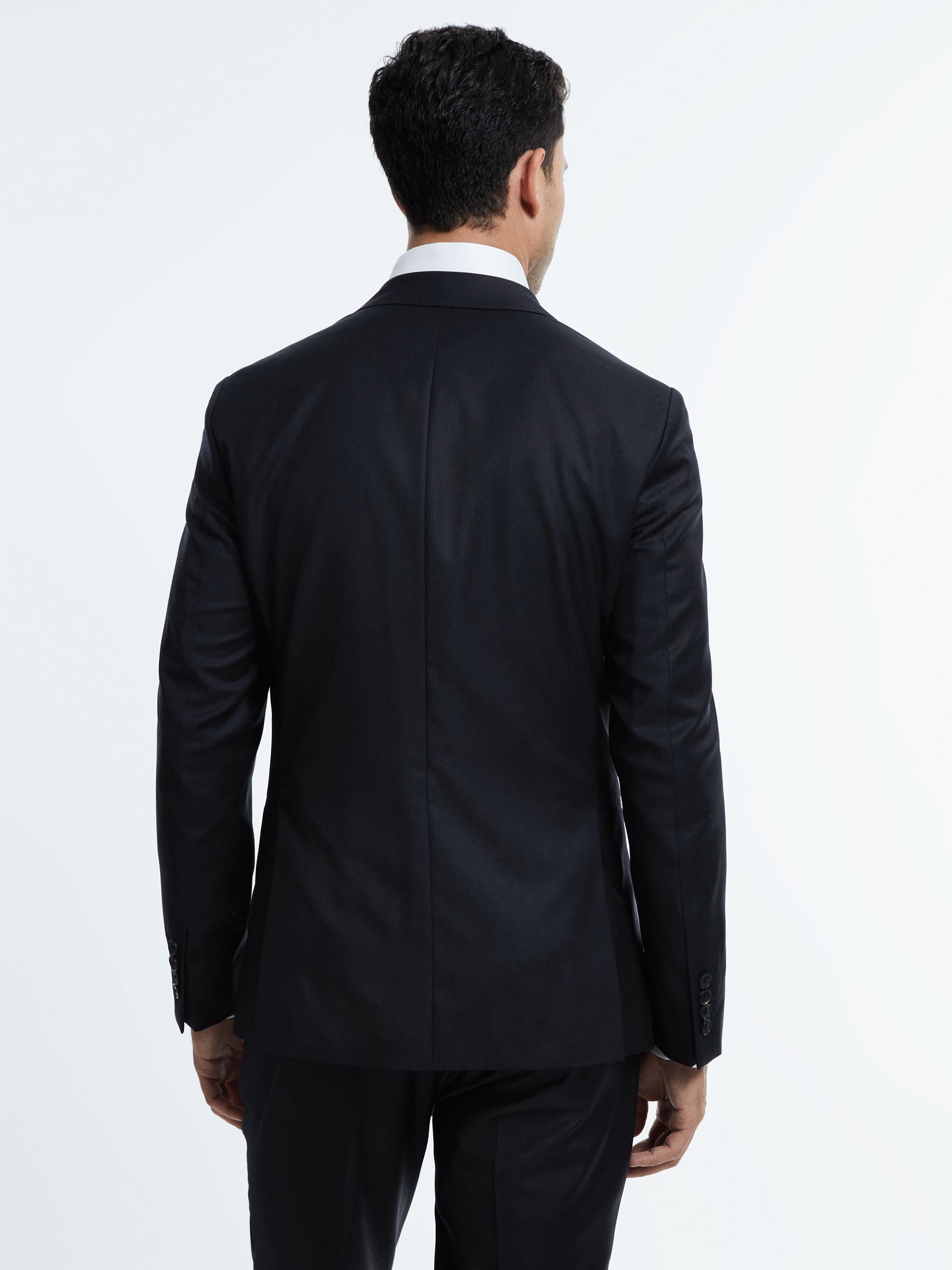 Atelier Wool Cashmere Slim Fit Single Breasted Blazer in Midnight Navy - Image 5 of 8