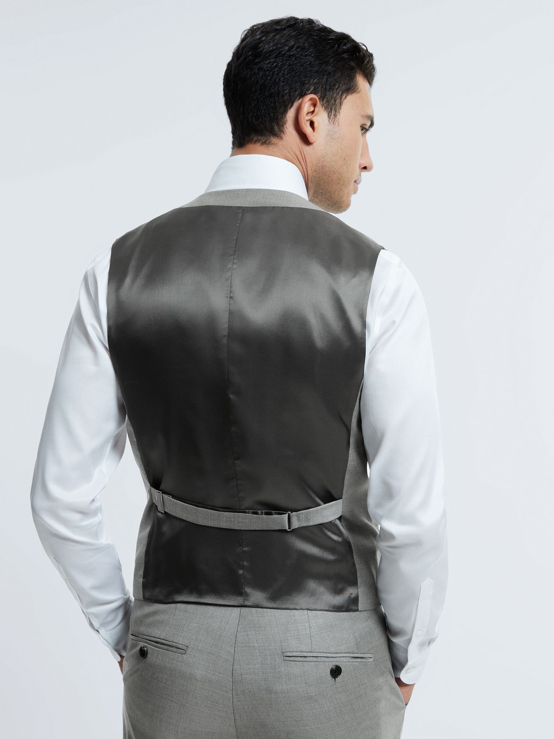 Atelier Wool Cashmere Single Breasted Waistcoat in Grey Melange - Image 5 of 7