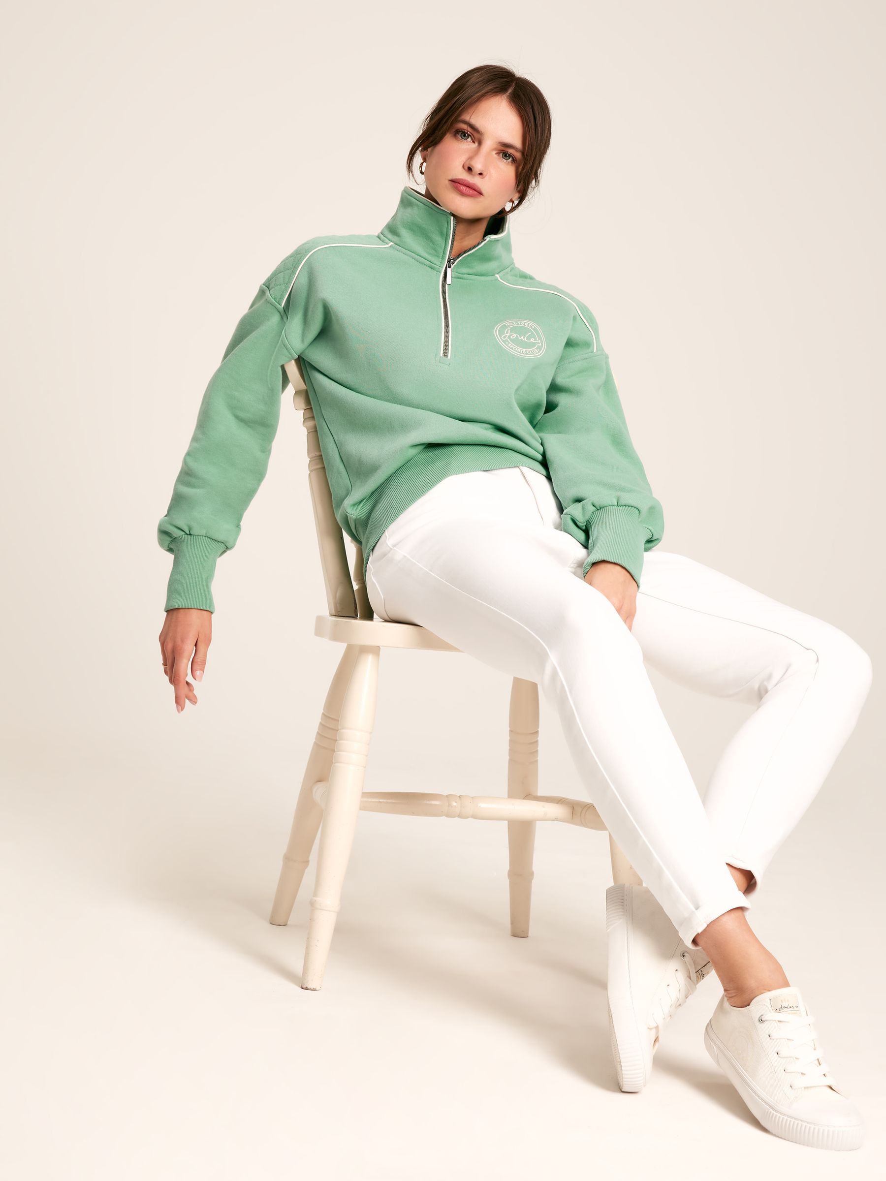 Racquet Green Cotton Quarter Zip Sweatshirt - Image 4 of 7