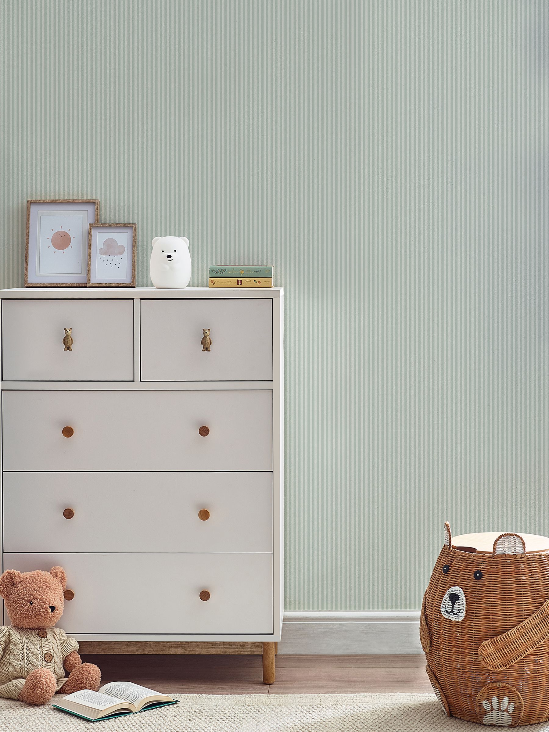 Next Green Calm Stripe 10M Wallpaper - Image 1 of 5 Next Green Calm Stripe 10M Wallpaper - Image 1 of 5