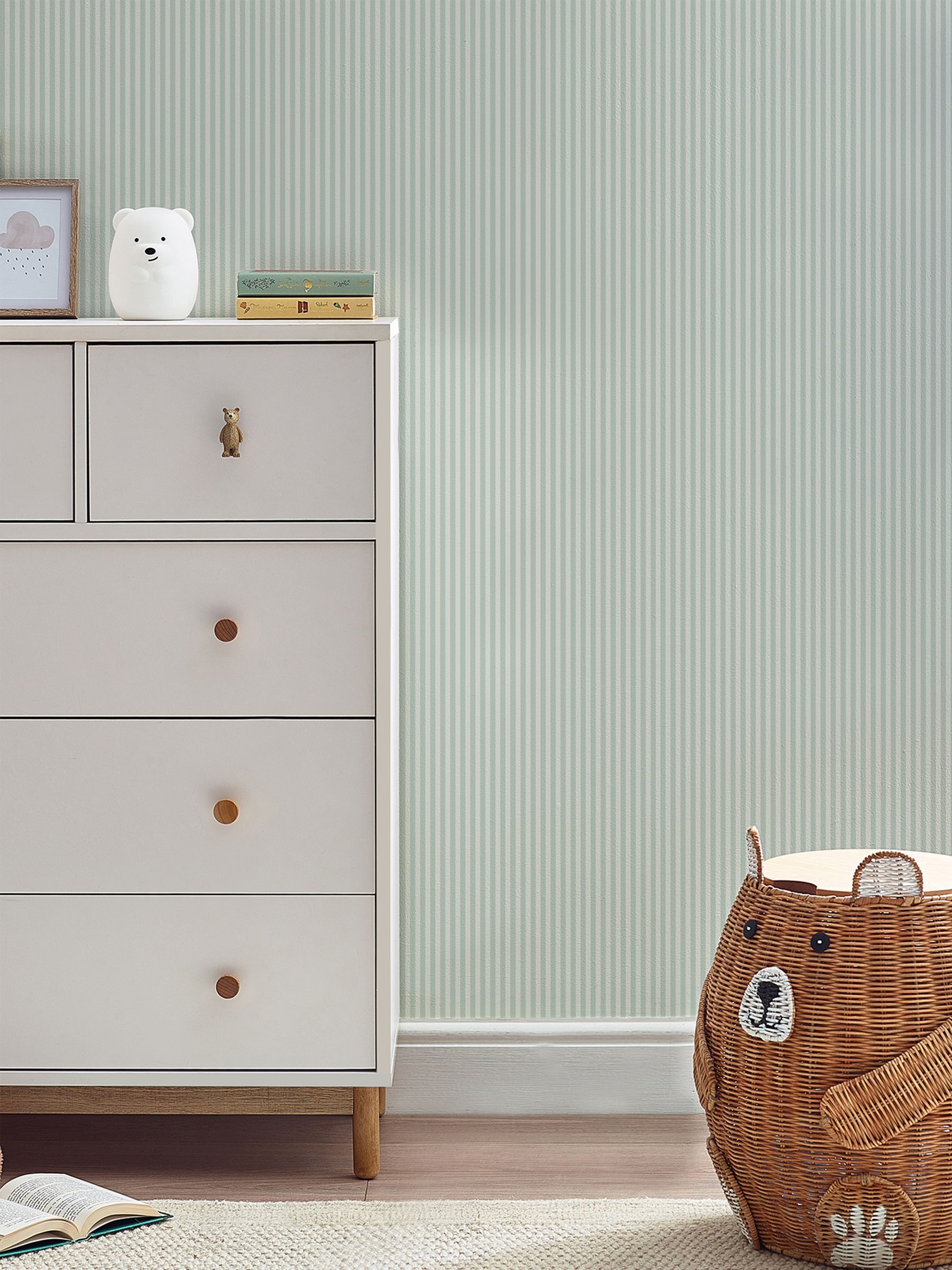 Next Green Calm Stripe 10M Wallpaper - Image 2 of 5 Next Green Calm Stripe 10M Wallpaper - Image 2 of 5