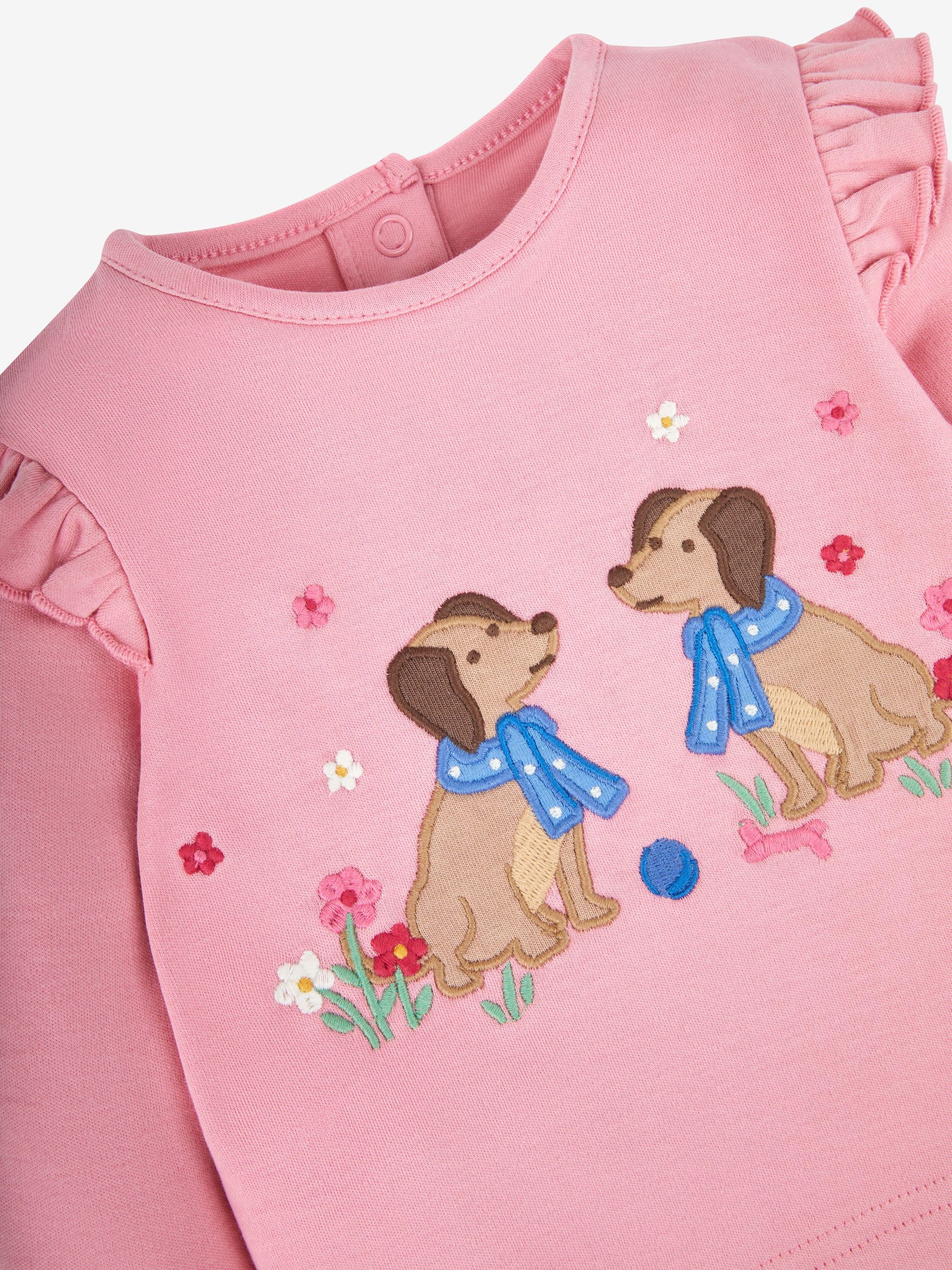 Pink Girls' Sausage Dog Appliqué Top & Leggings Set With Headband - Image 5 of 7