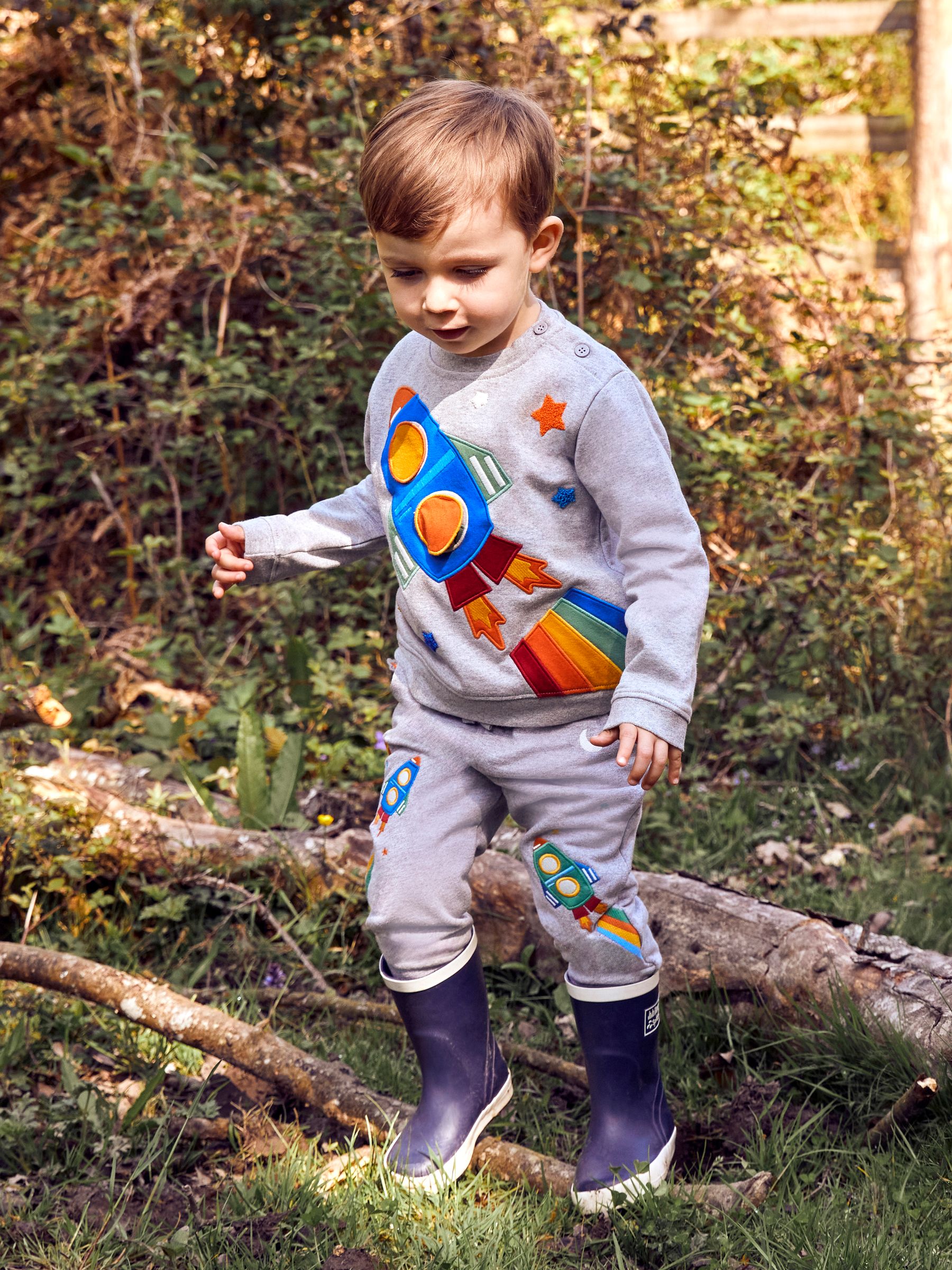 Marl Grey Rocket Appliqué Joggers With Pet In Pocket - Image 1 of 4