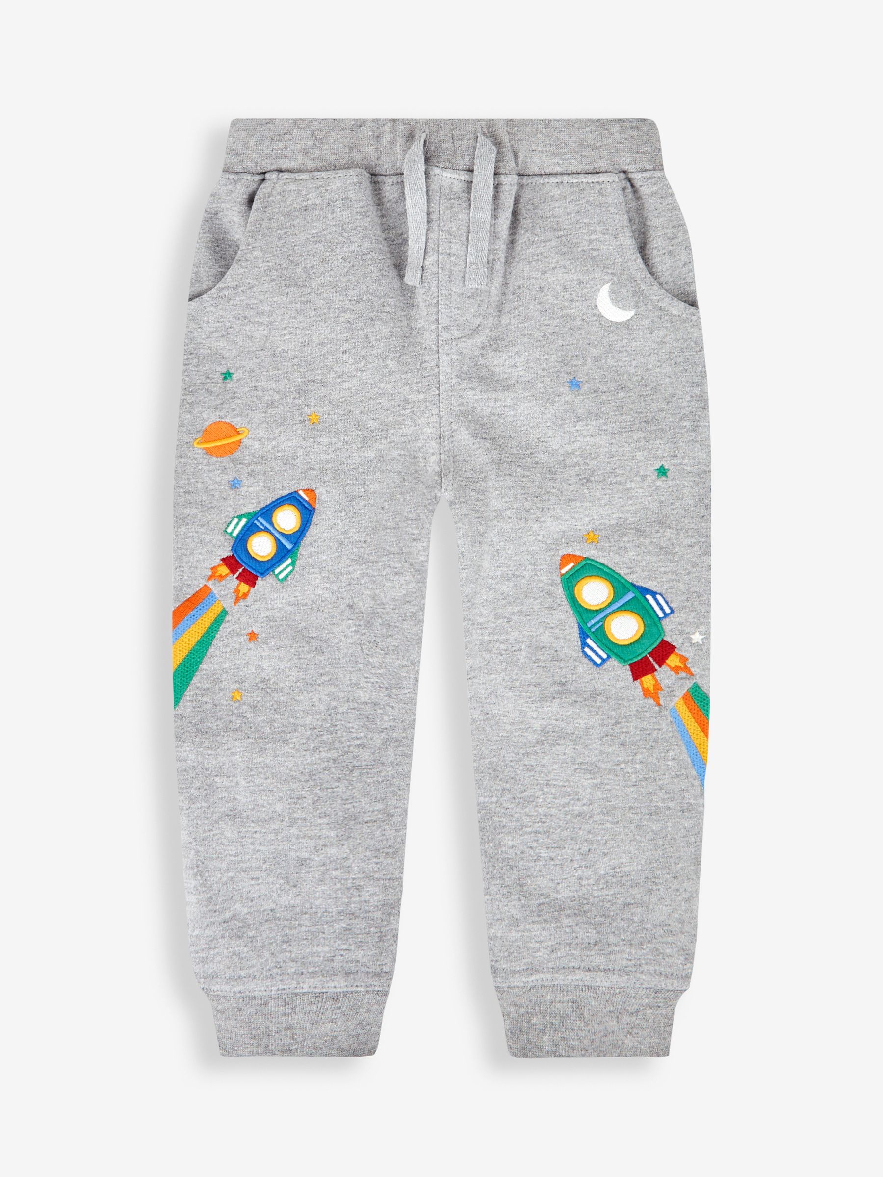 Marl Grey Rocket Appliqué Joggers With Pet In Pocket - Image 2 of 4
