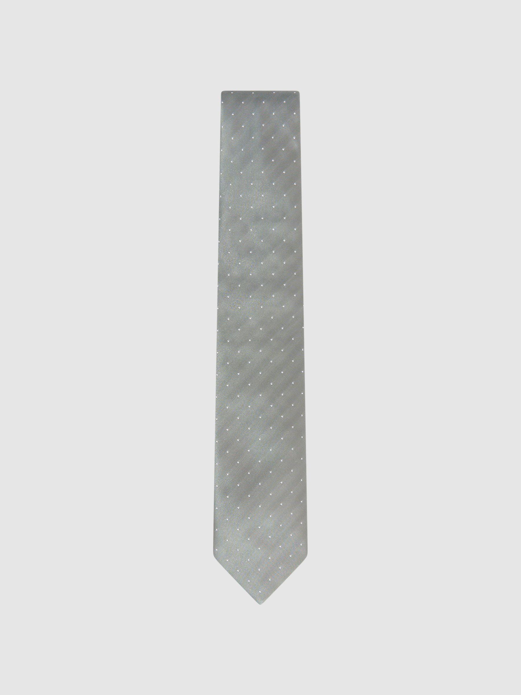 Silk Polka Dot Tie in Soft Sage - Image 1 of 5