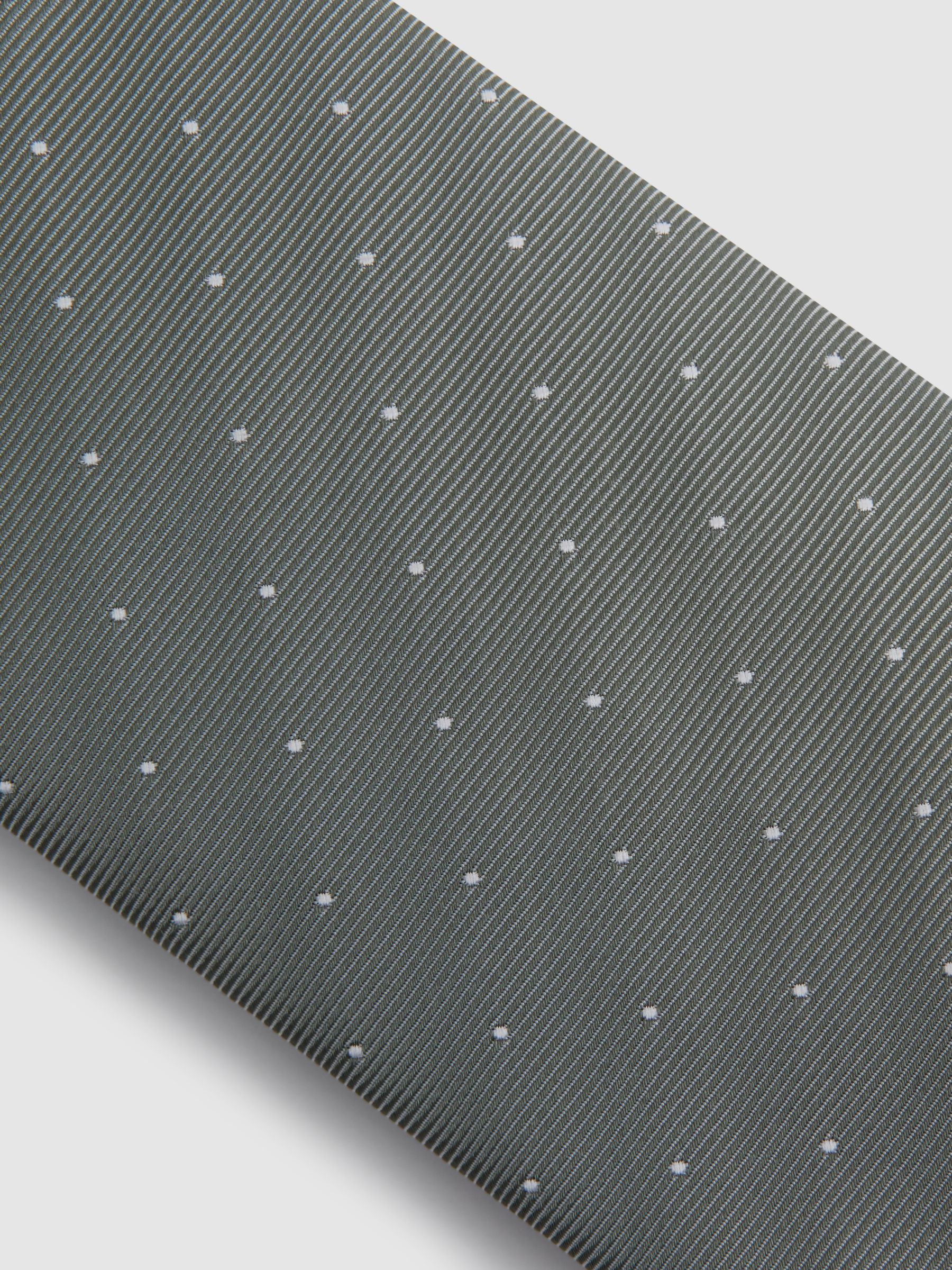 Silk Polka Dot Tie in Soft Sage - Image 5 of 5