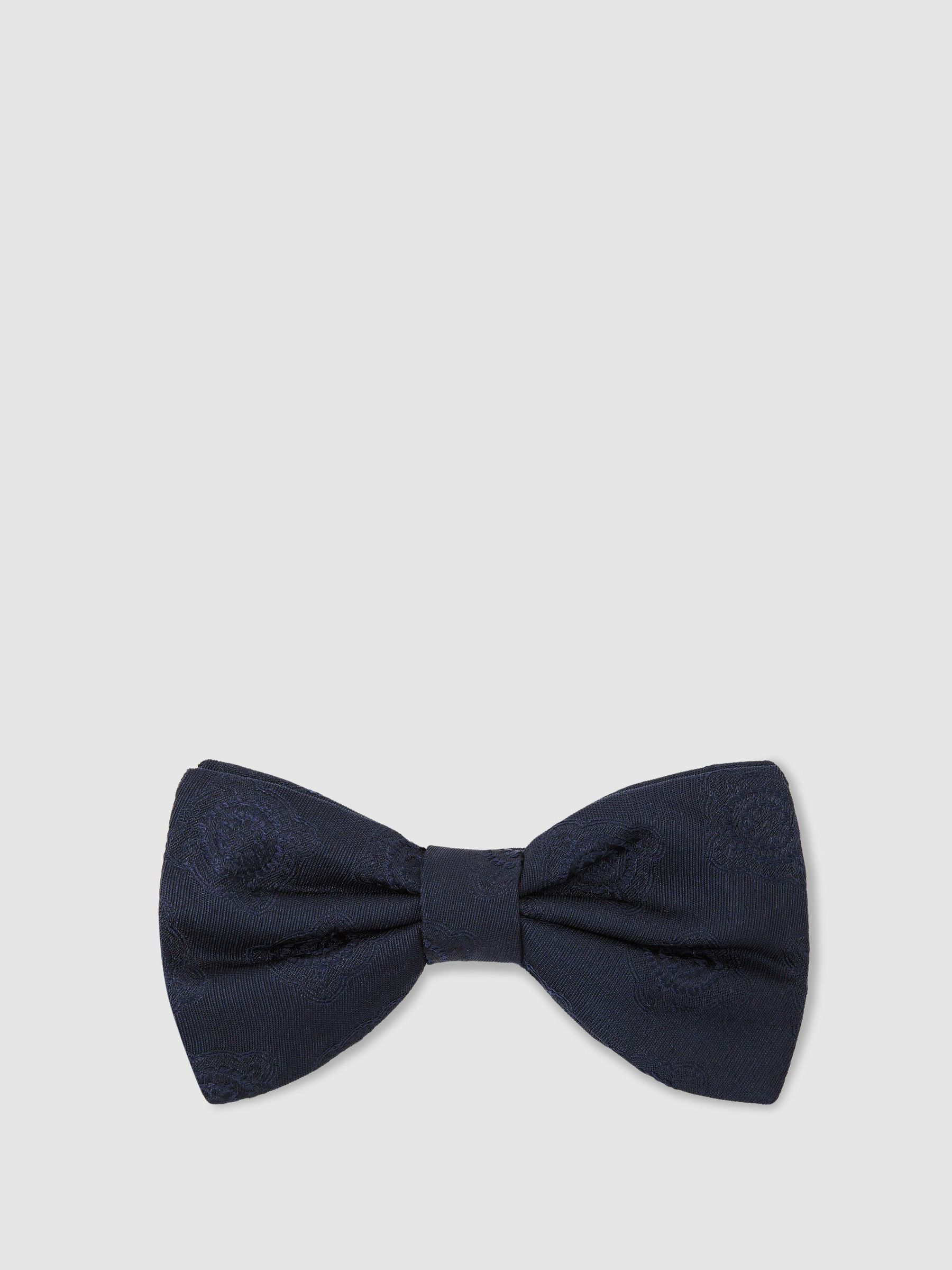 Silk Jacquard Bow Tie in Navy - Image 2 of 4