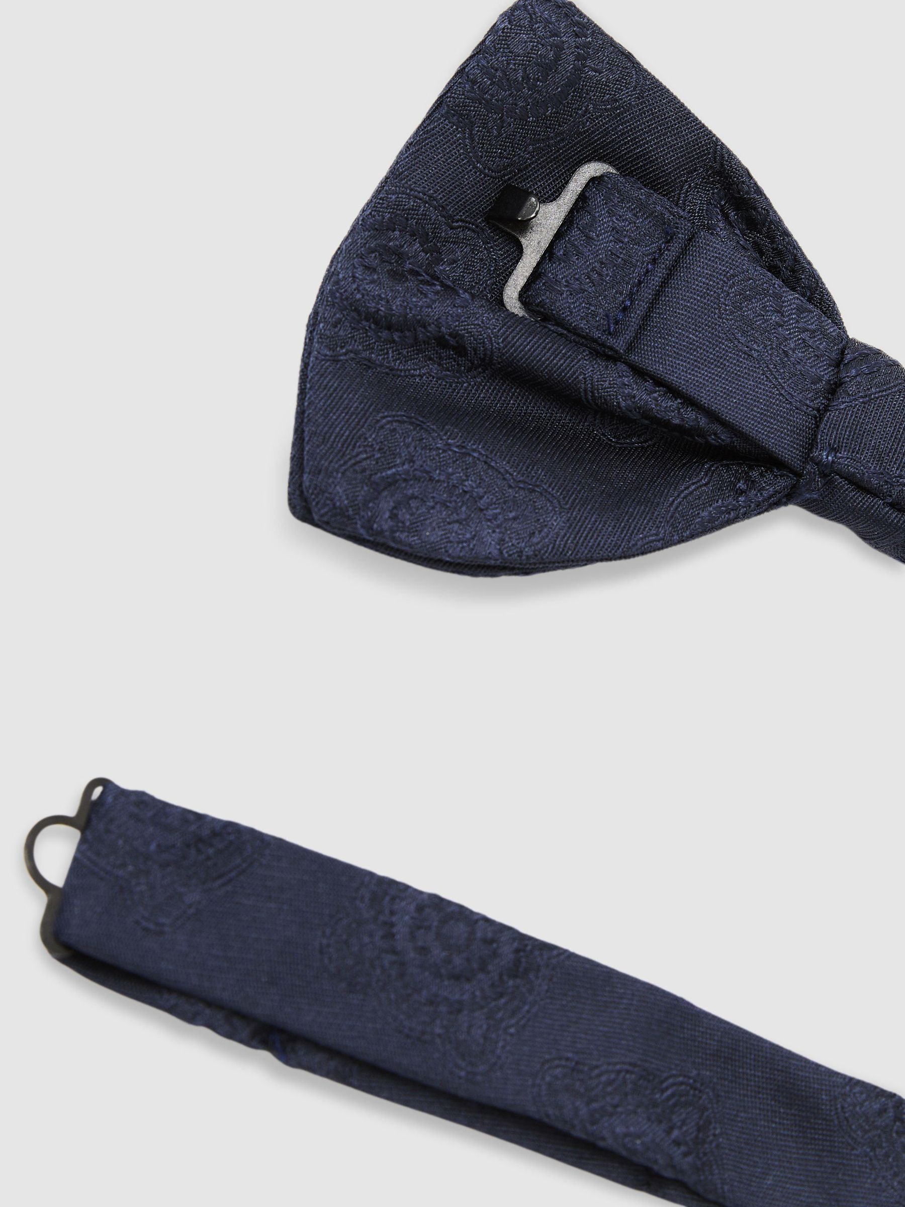 Silk Jacquard Bow Tie in Navy - Image 3 of 4