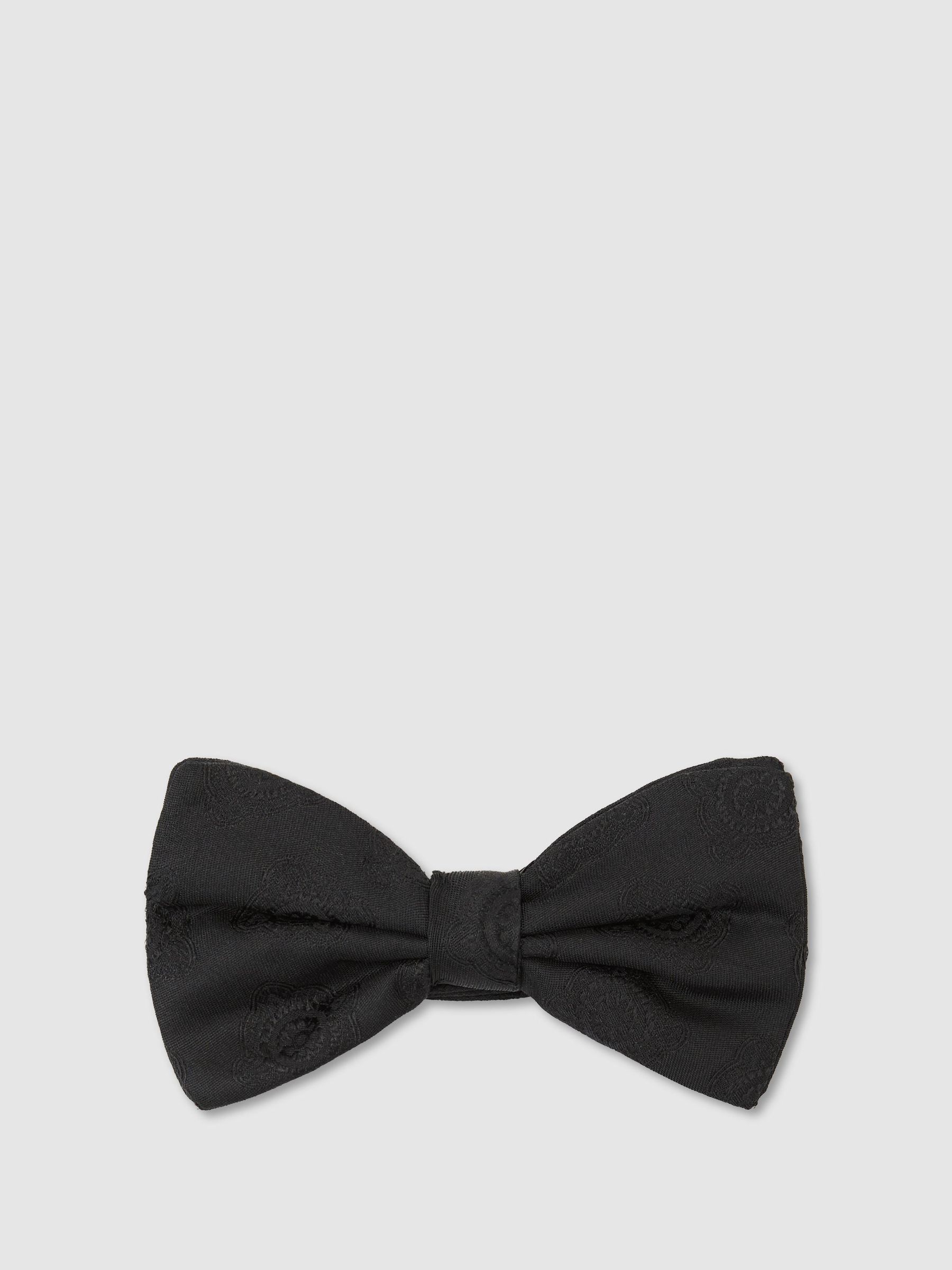 Silk Jacquard Bow Tie in Black - Image 2 of 5