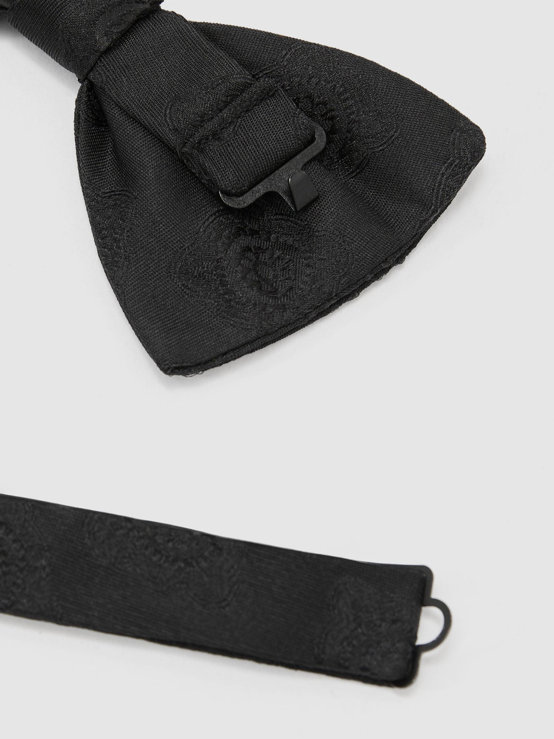Silk Jacquard Bow Tie in Black - Image 3 of 5