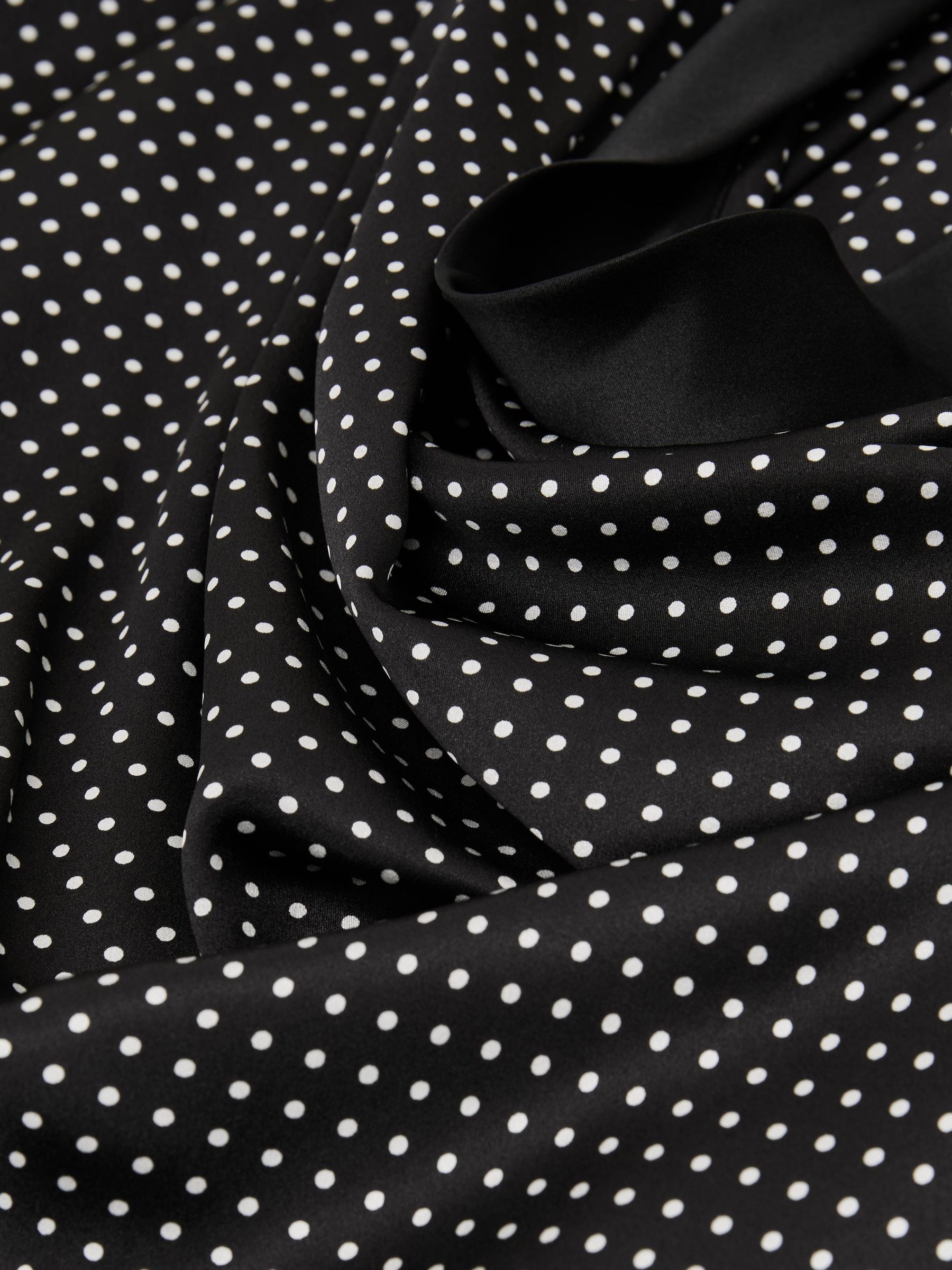 Silk Polka-Dot Cowl-Neck Blouse in Black/Ivory - Image 7 of 7