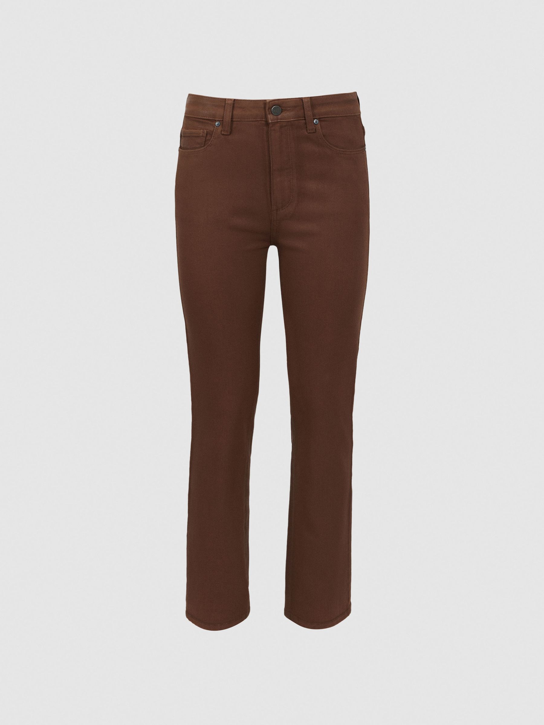 Paige Mid Rise Cropped Jeans in Cognac Luxe - Image 2 of 5