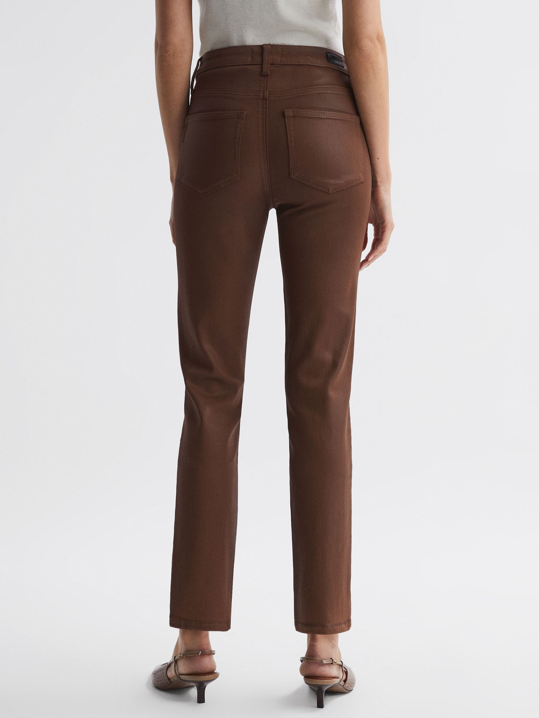 Paige Mid Rise Cropped Jeans in Cognac Luxe - Image 4 of 5