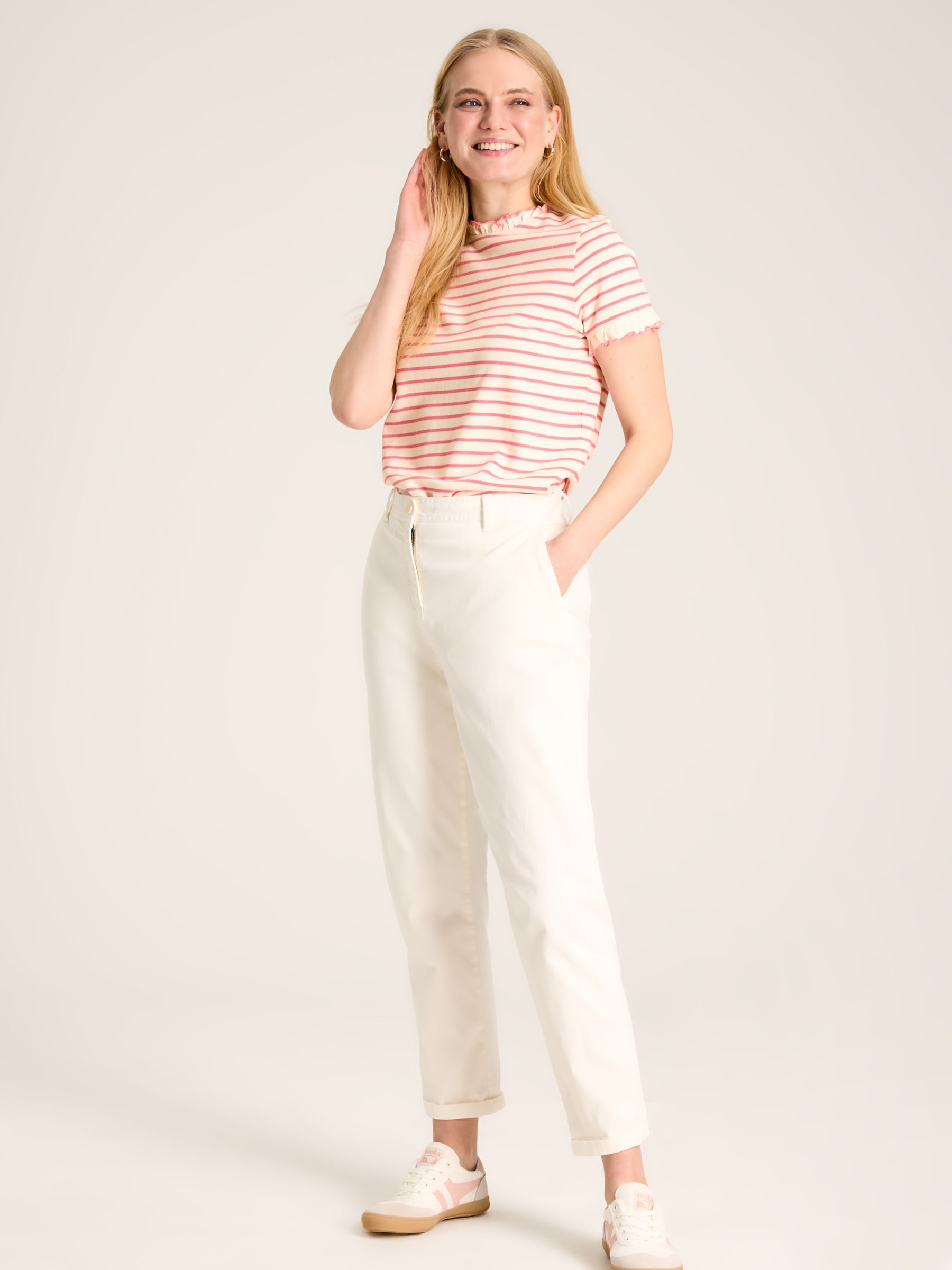 Daisy Pink/Cream Short Sleeve Frilled Neck Top - Image 3 of 7