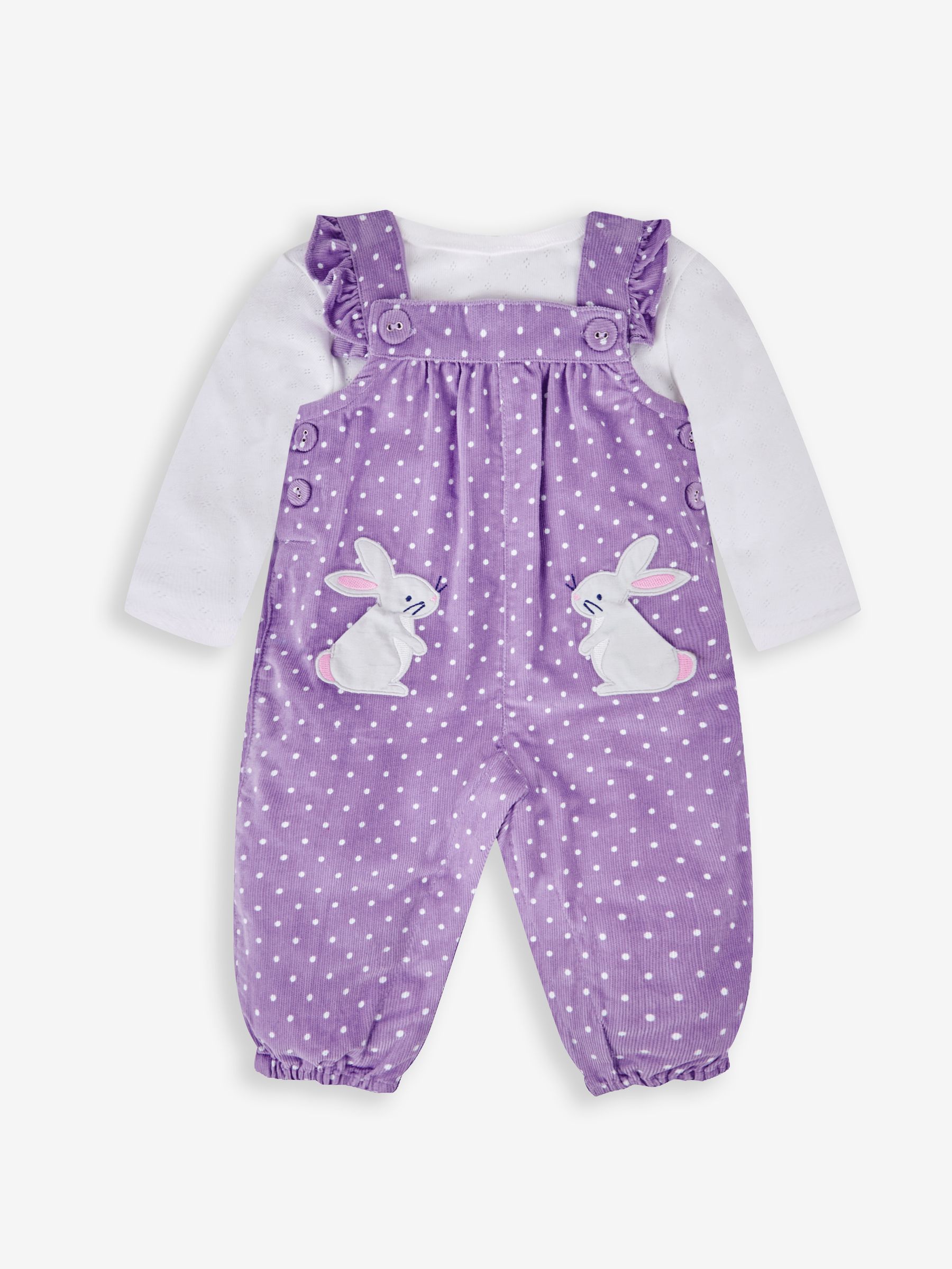 モモ⭐︎ひな Lilac Purple Bunny Appliqué Cord Dungarees & Top Set | JoJo Maman Bébé
