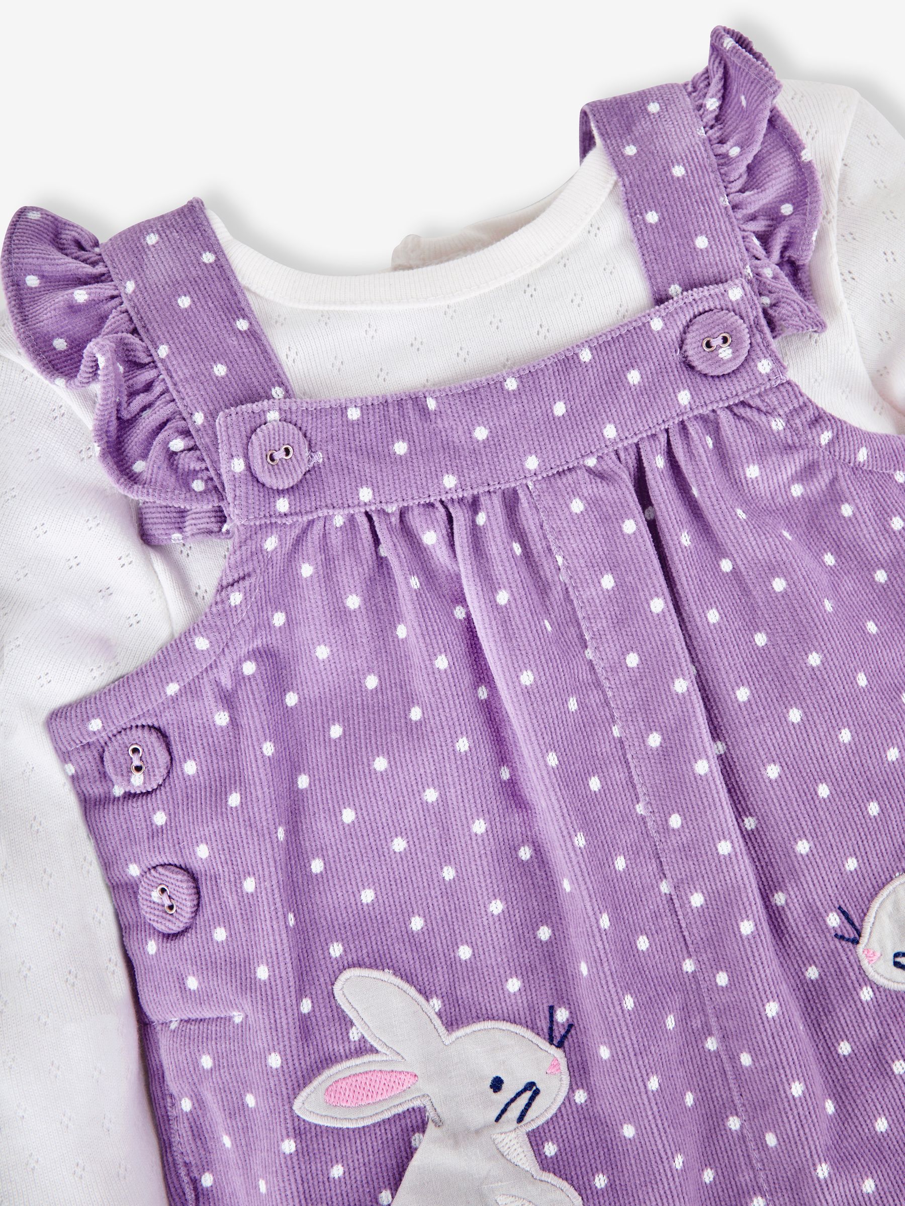 Lilac Purple Bunny Appliqué Cord Dungarees & Top Set | JoJo Maman Bébé