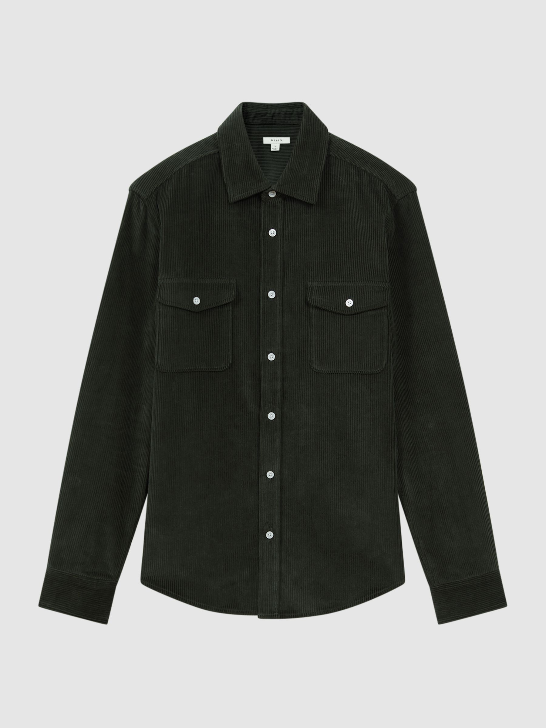 Corduroy Twin Pocket Overshirt in Emerald - Image 2 of 5