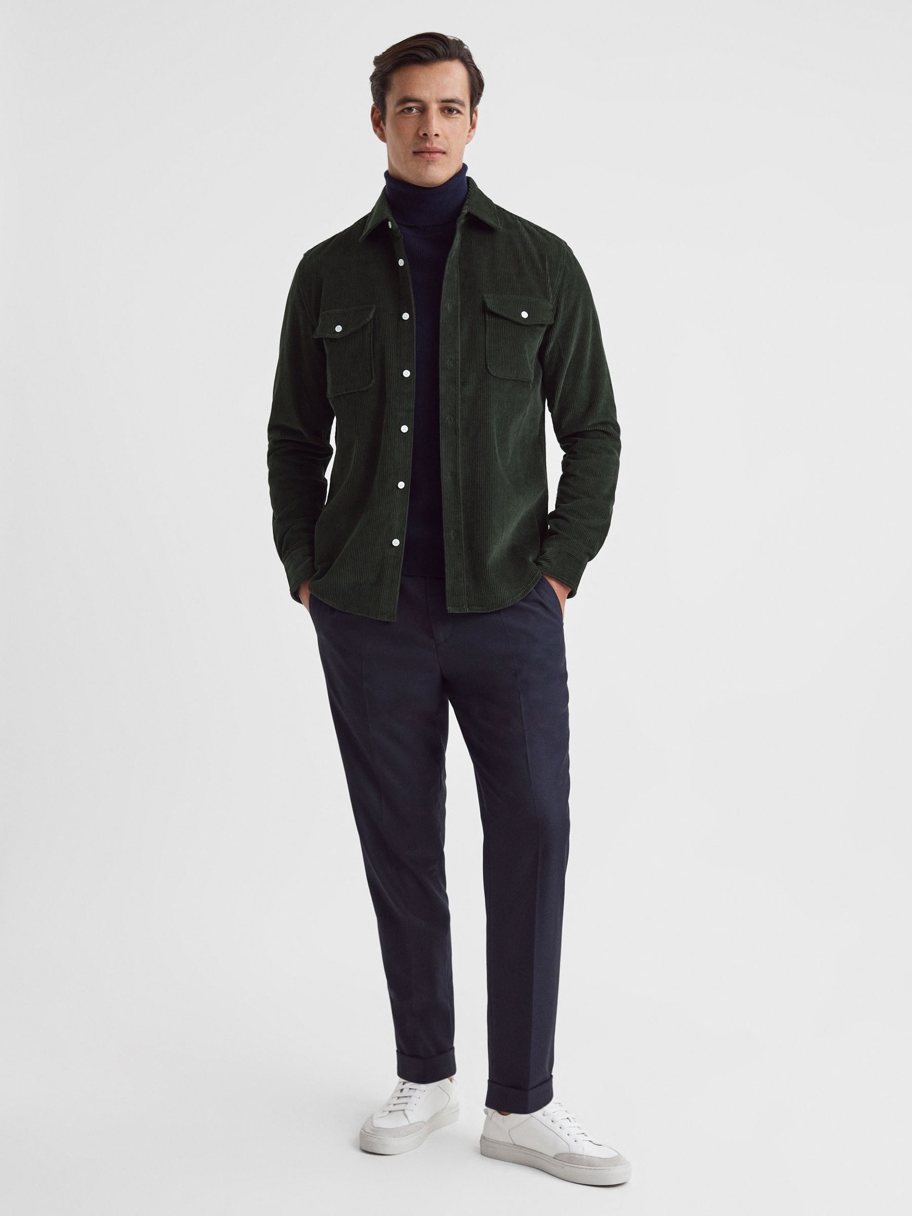 Corduroy Twin Pocket Overshirt in Emerald - Image 3 of 5