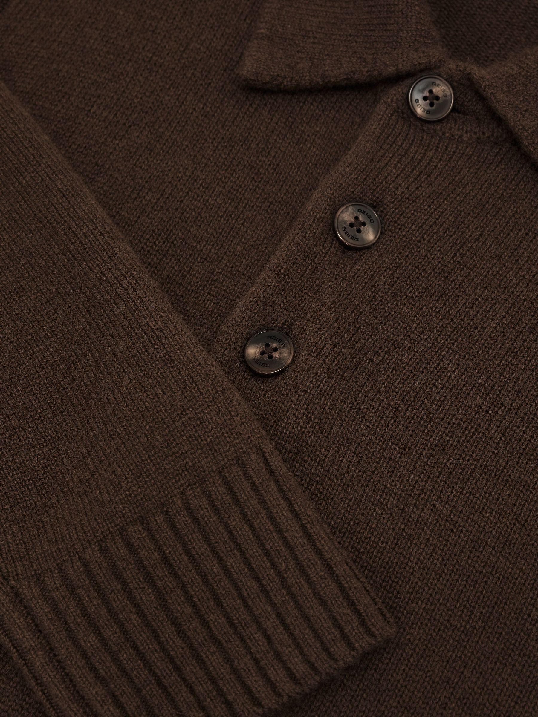 Wool-Blend Polo Jumper with Cashmere in Soft Brown - Image 6 of 6