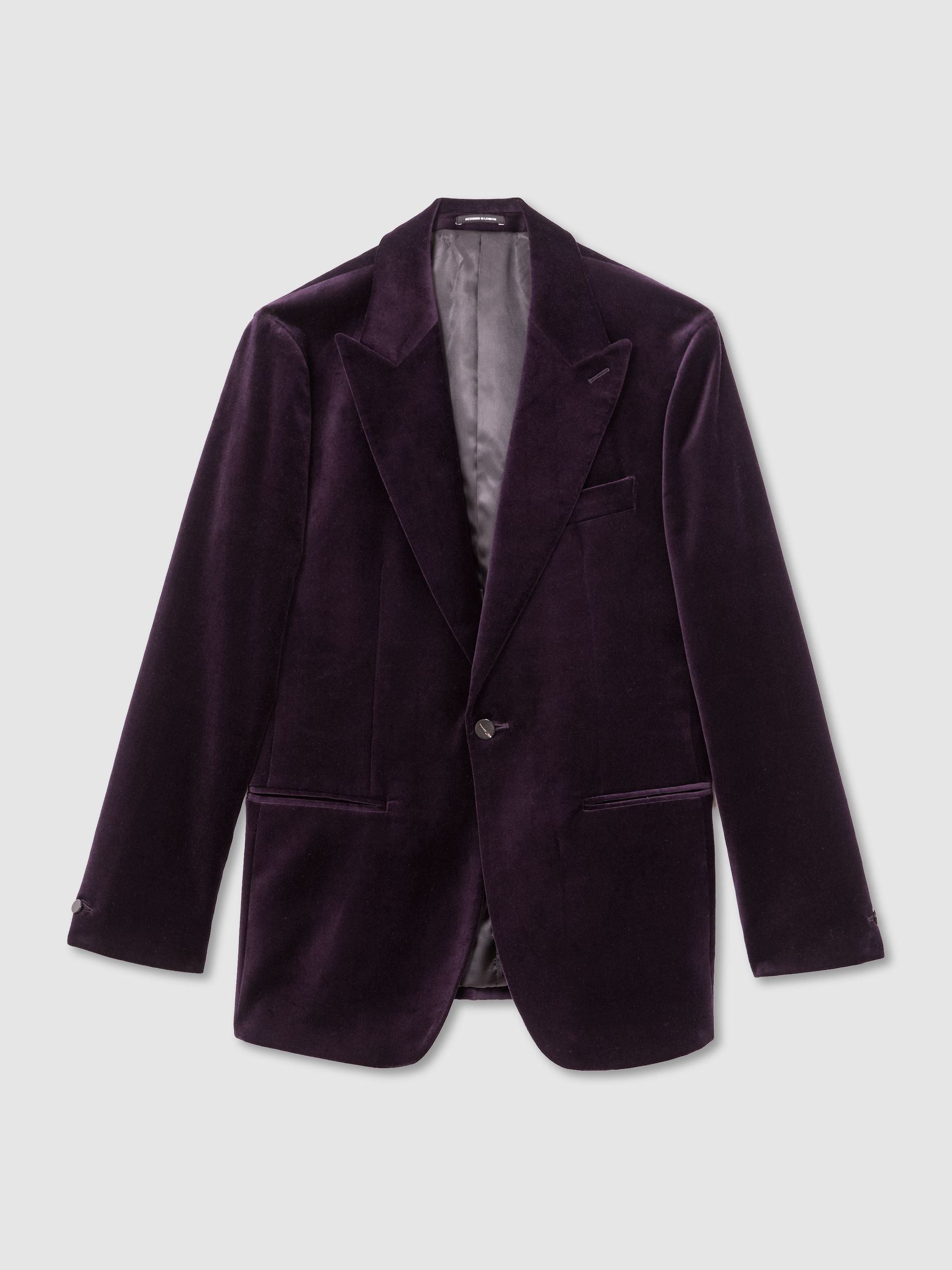 Velvet Single-Breasted Classic-Fit Blazer in Purple - Image 2 of 8