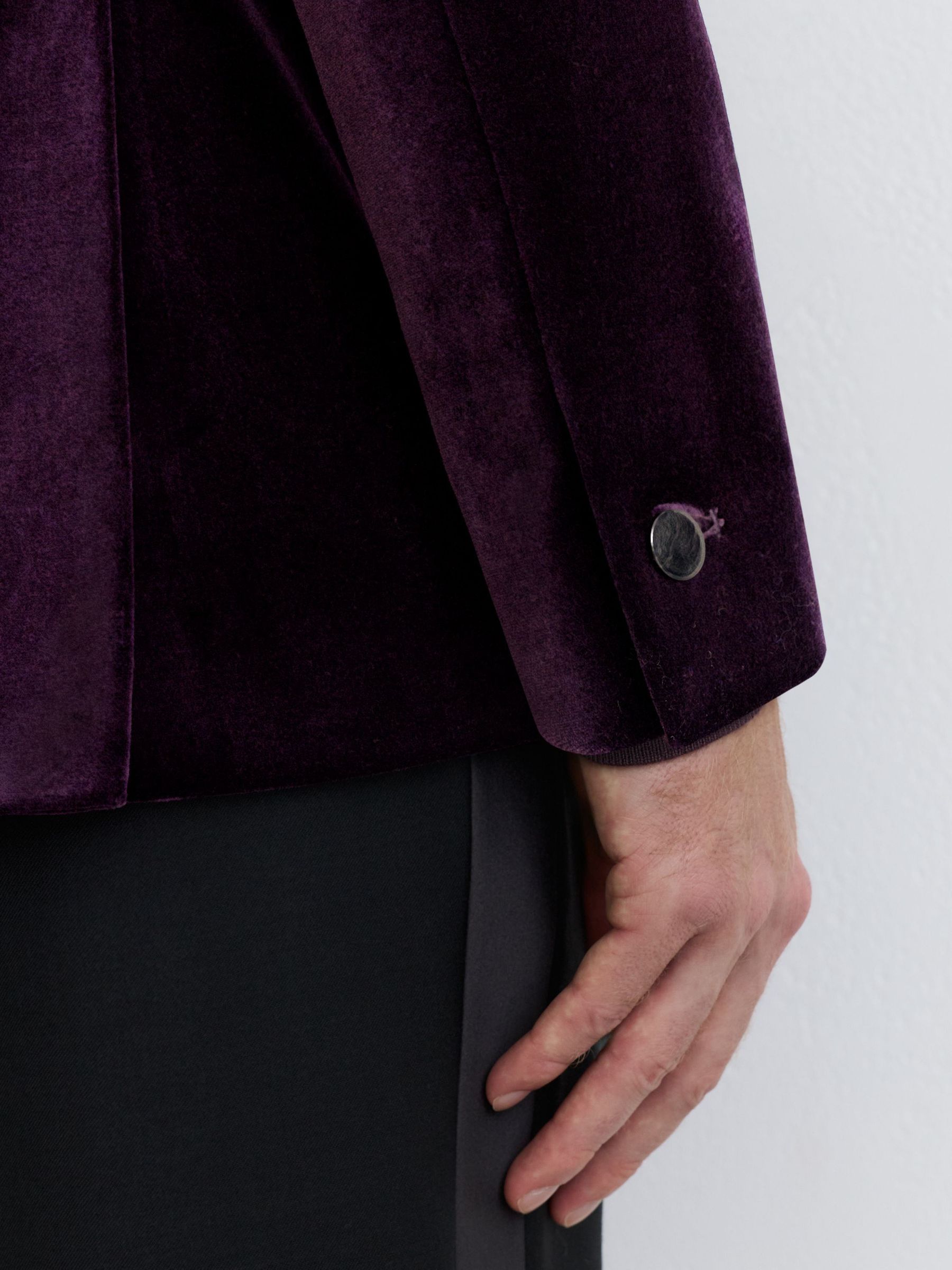 Velvet Single-Breasted Classic-Fit Blazer in Purple - Image 4 of 8