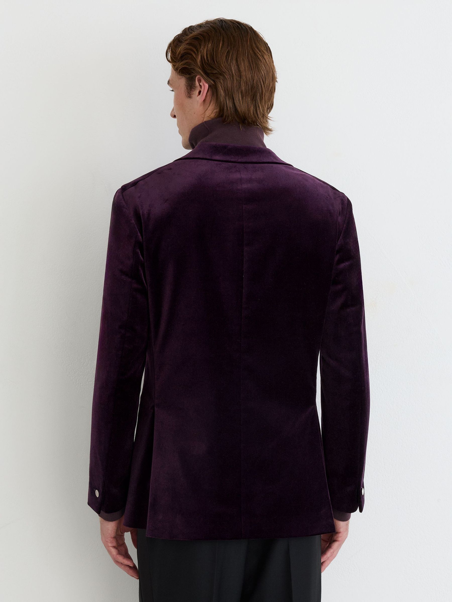 Velvet Single-Breasted Classic-Fit Blazer in Purple - Image 5 of 8