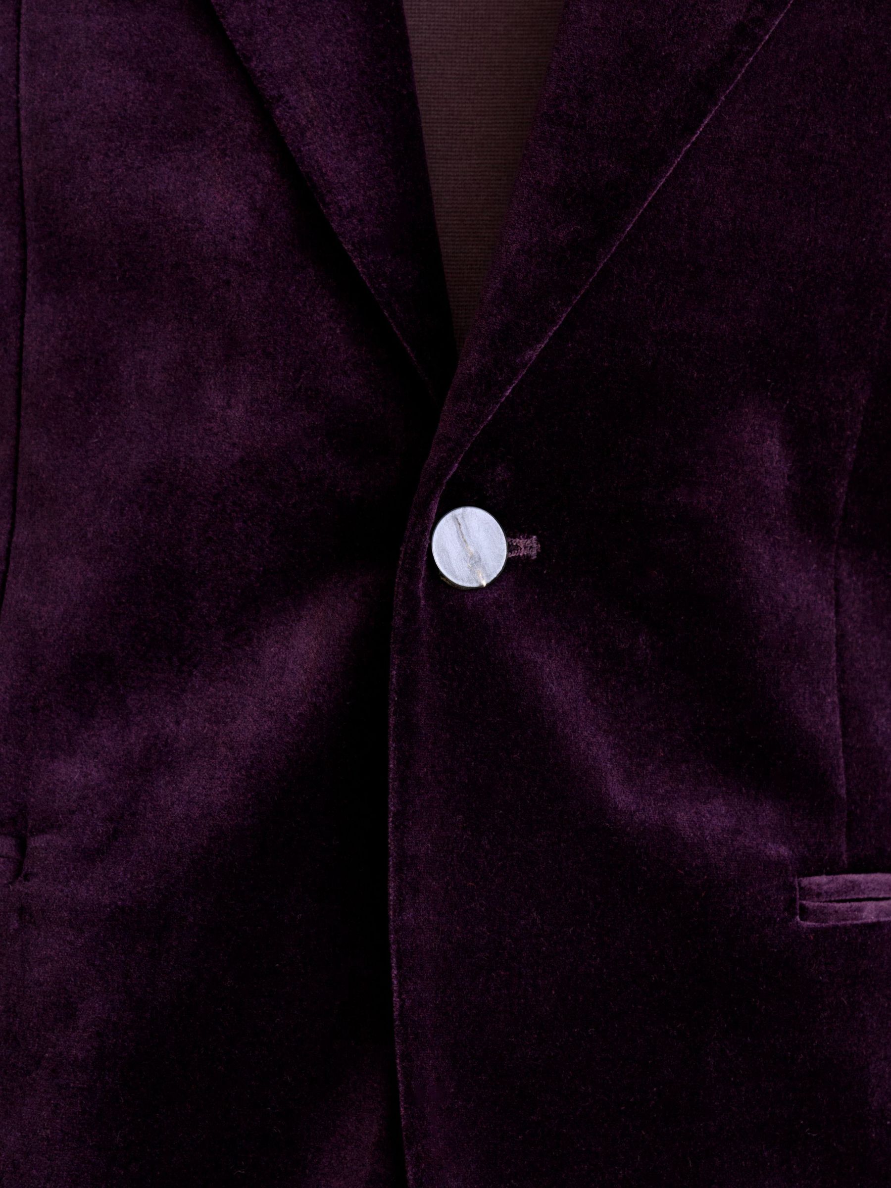 Velvet Single-Breasted Classic-Fit Blazer in Purple - Image 6 of 8