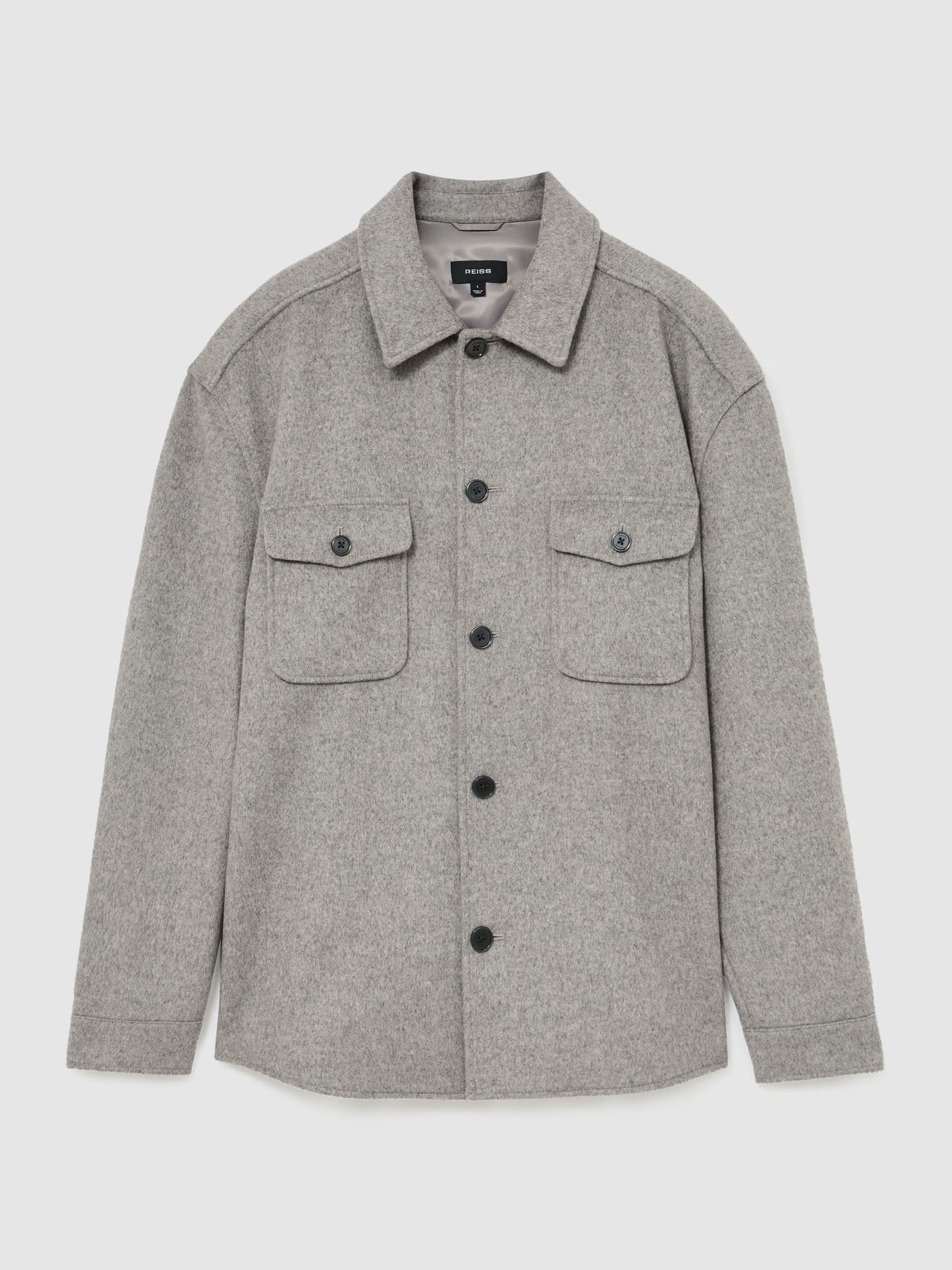 Wool-Blend Twin-Pocket Overshirt in Soft Grey - 第 2 張圖片（共 7 張）