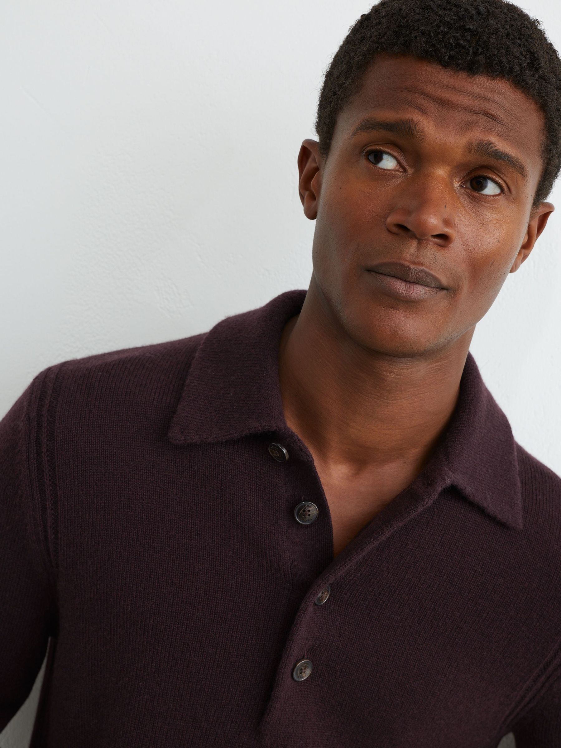 Wool-Blend Polo Shirt in Bordeaux - Image 4 of 7