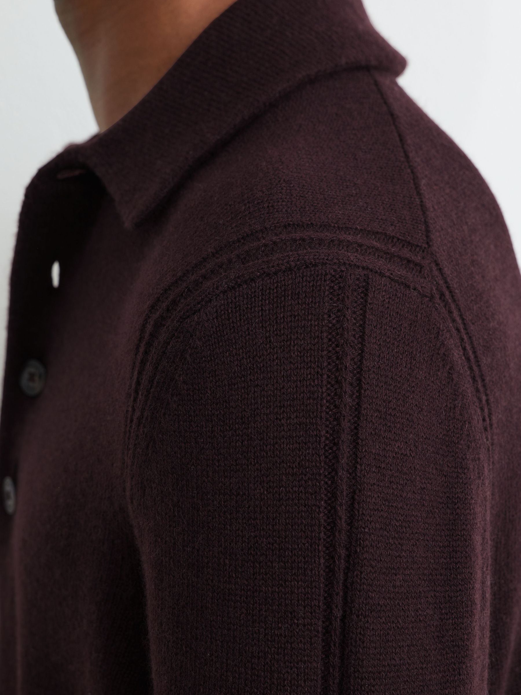 Wool-Blend Polo Shirt in Bordeaux - Image 5 of 7