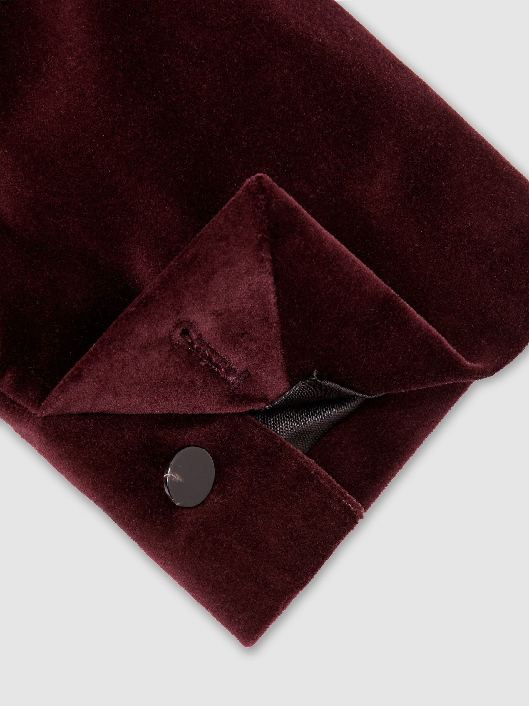 Tailored Fit Velvet Single-Breasted Blazer in Bordeaux - Image 8 of 9