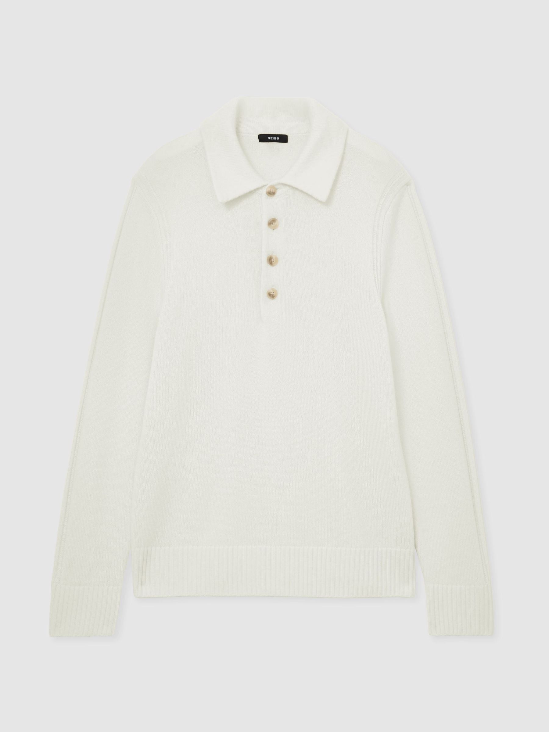 Wool-Blend Polo Shirt in White - Image 2 of 8