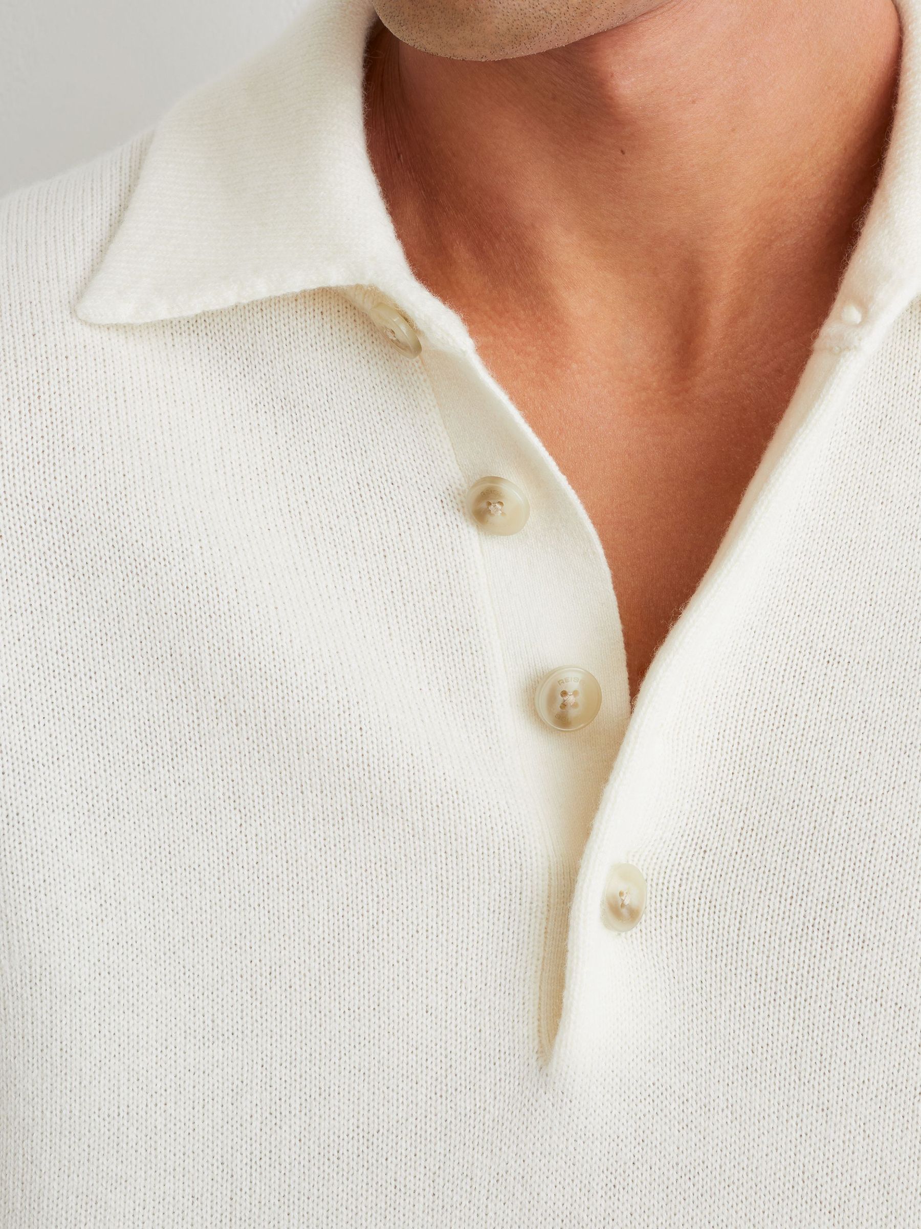Wool-Blend Polo Shirt in White - Image 5 of 8