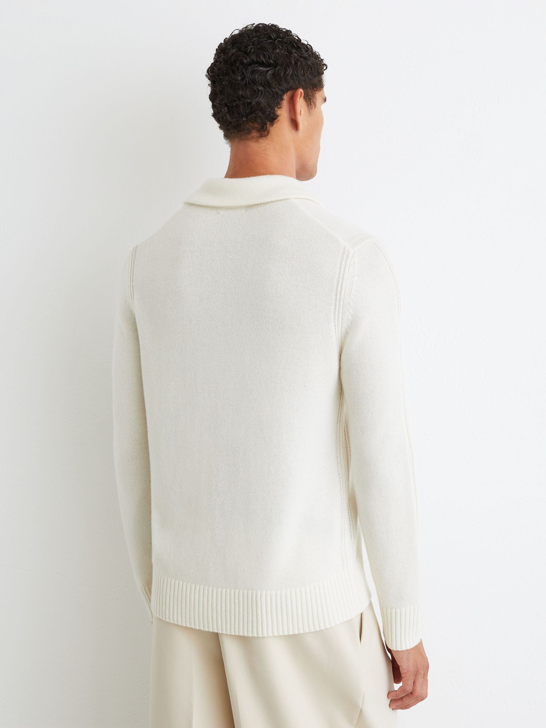 Wool-Blend Polo Shirt in White - Image 7 of 8