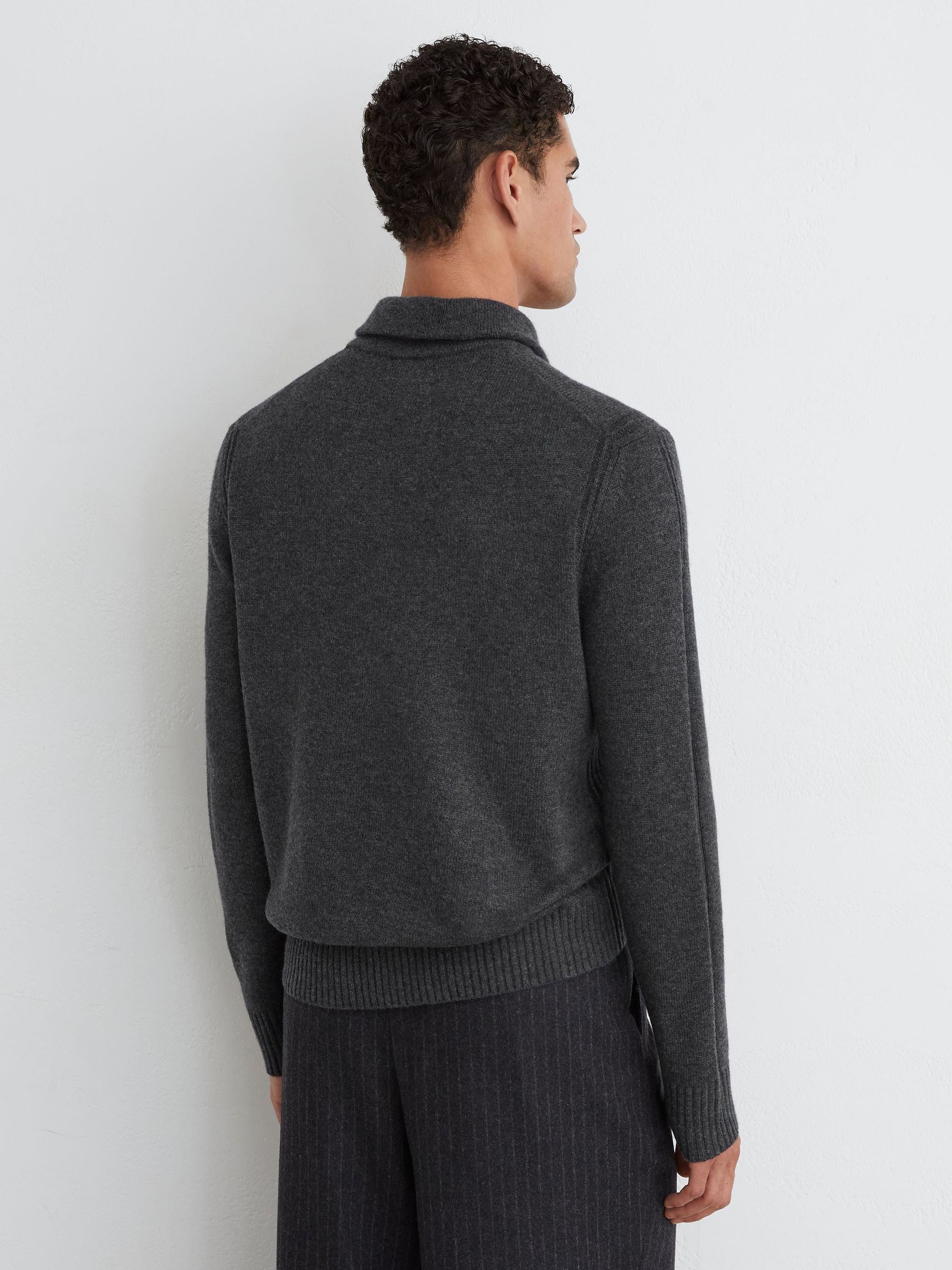 Wool-Blend Polo Shirt in Mid Grey - Image 7 of 8