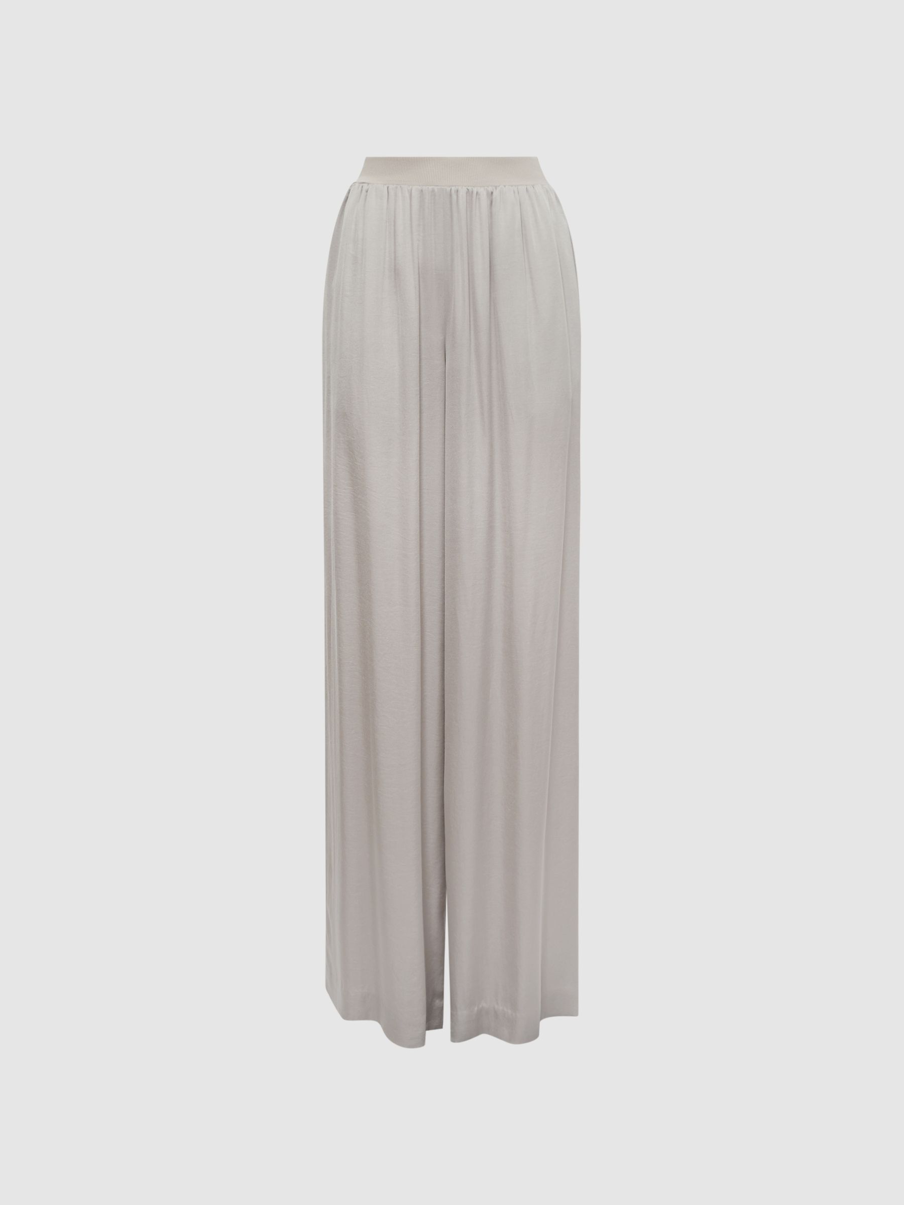 Wide Leg Elasticated Waist Trousers in Neutral - Image 2 of 4 Wide Leg Elasticated Waist Trousers in Neutral - Image 2 of 4
