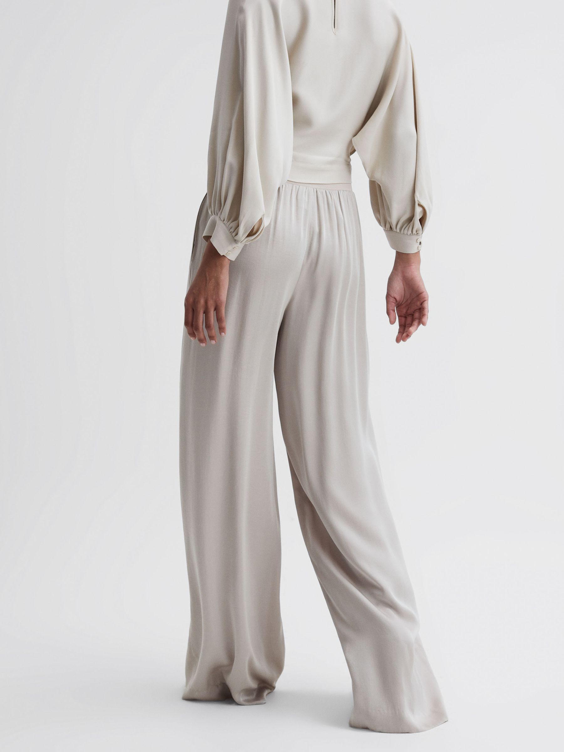 Wide Leg Elasticated Waist Trousers in Neutral - Image 4 of 4